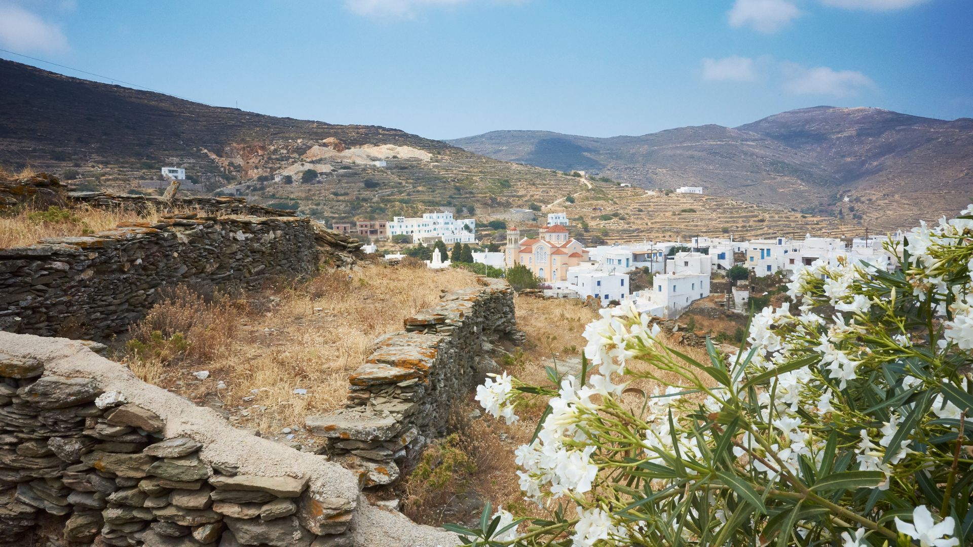 View of the Museum of Marble Crafts in Pyrgos, Tinos, Greece.