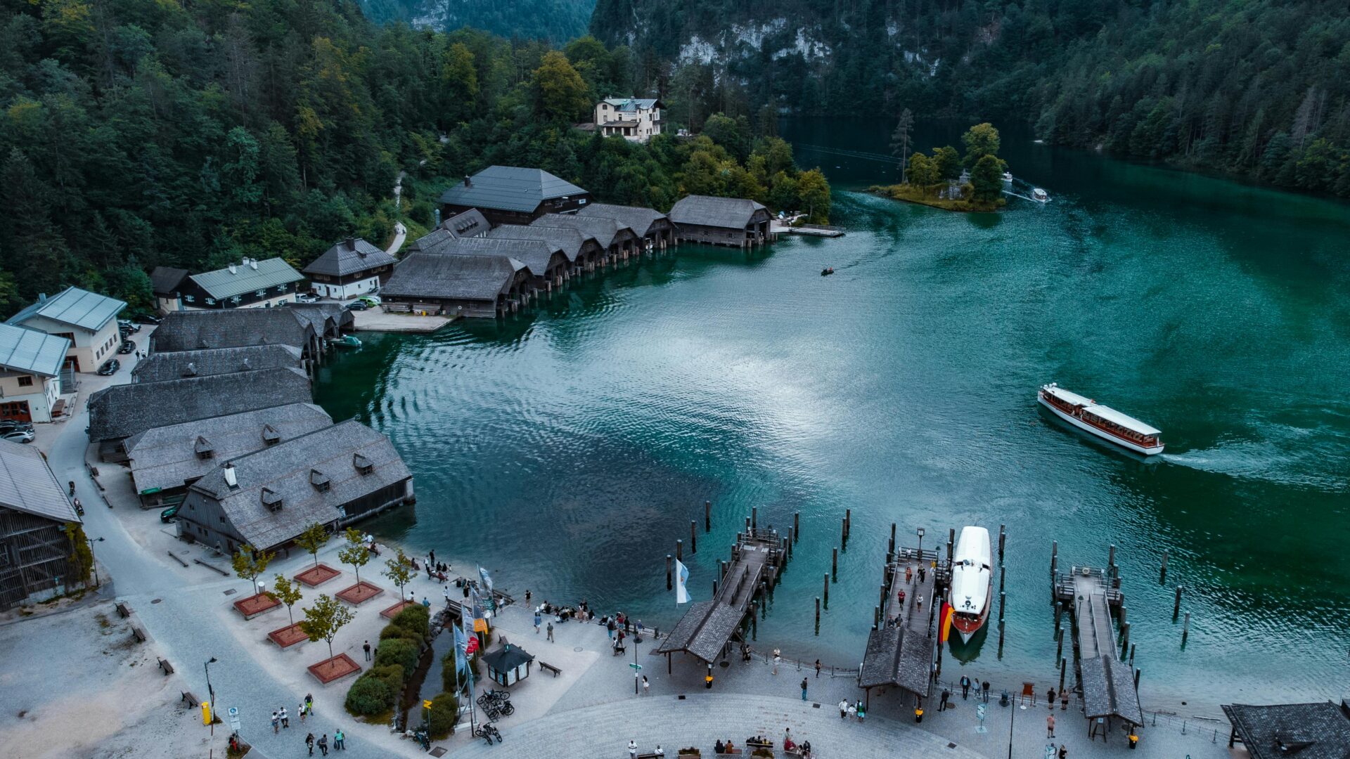 Aerial View of Resort in Konigssee Lake