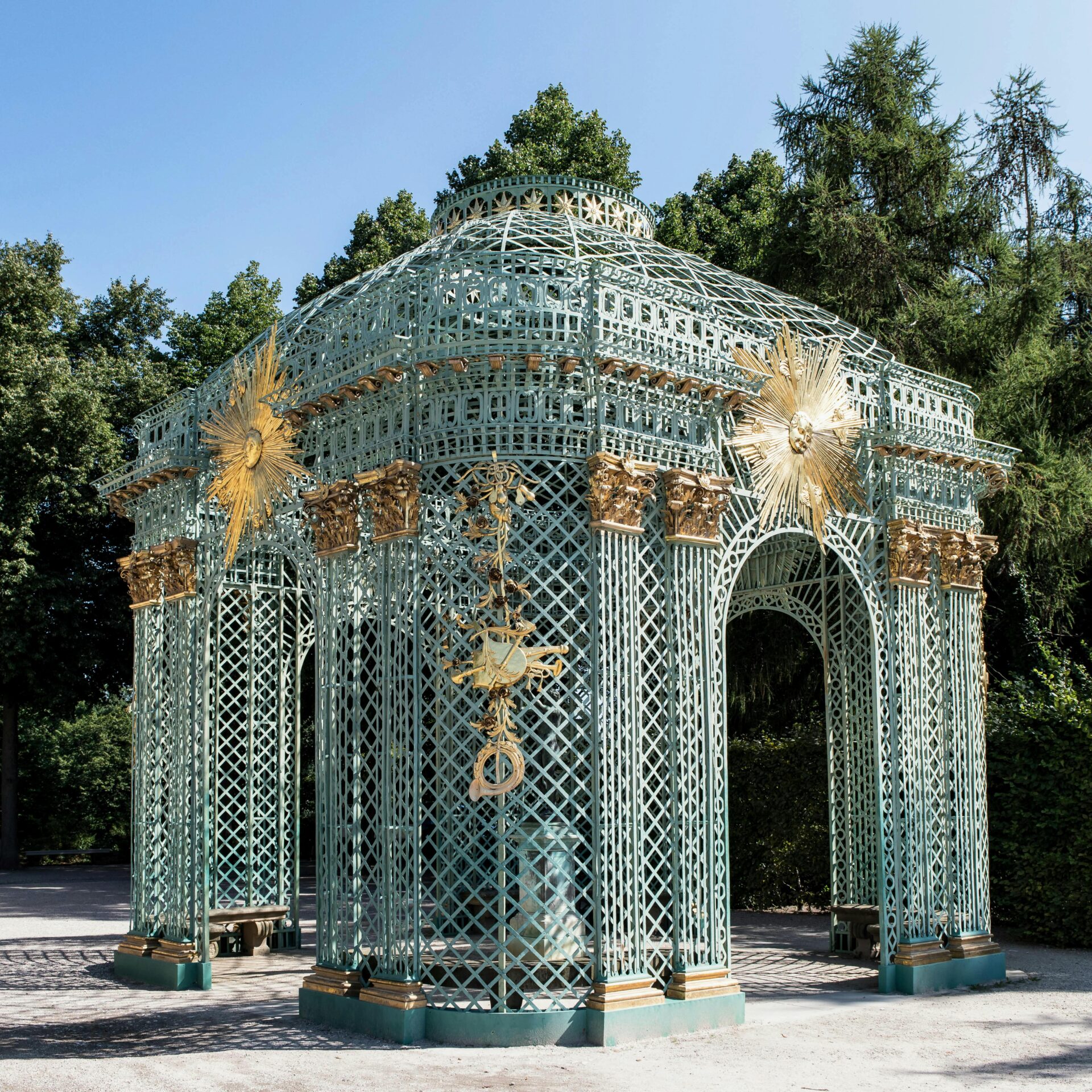 Delicate wrought-iron garden pavilion in Sanssouci Park