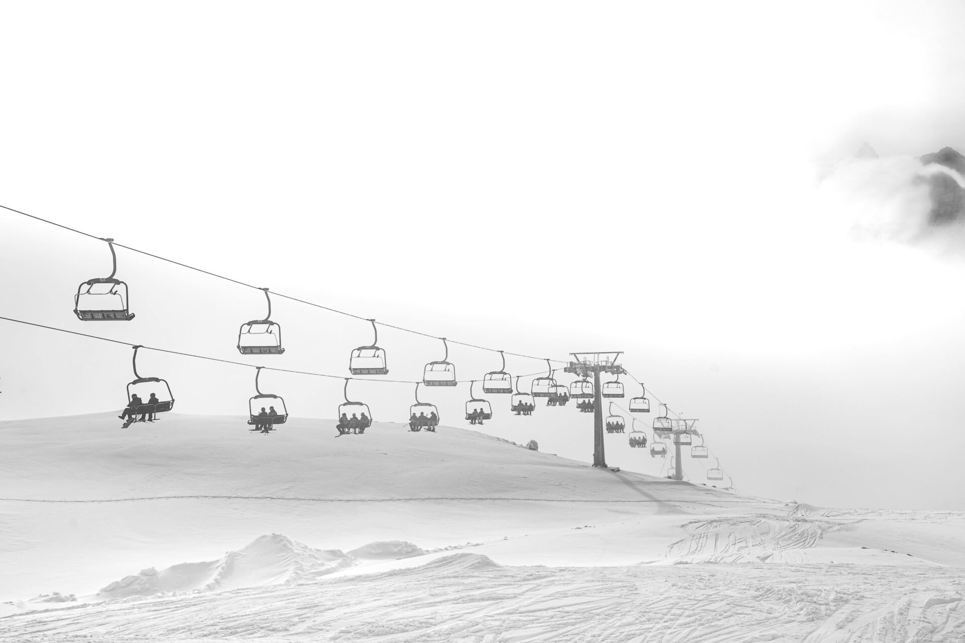 Ski Lift Over Snowy Mountain in Oberstdorf