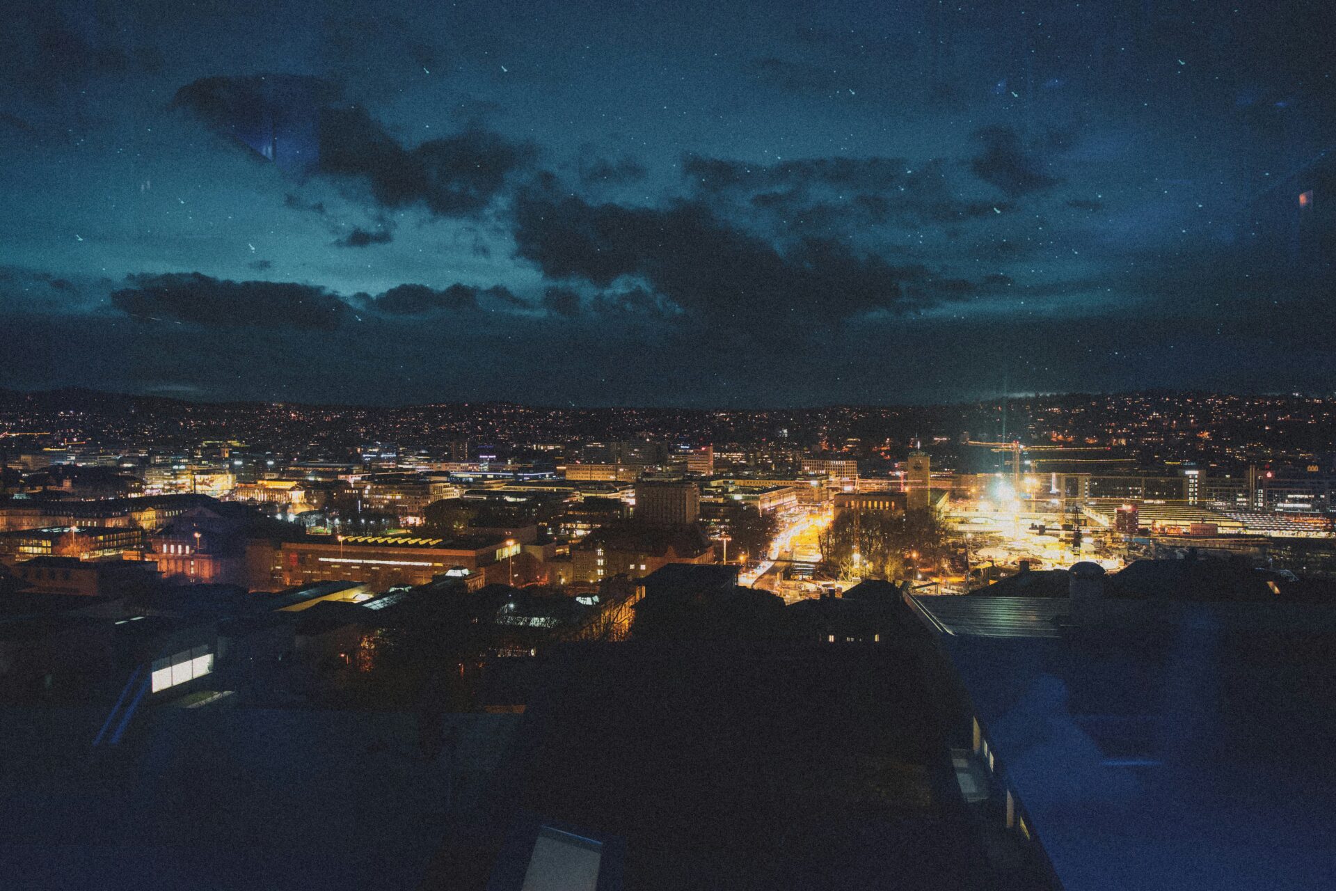 Panoramic night view of Stuttgart 
