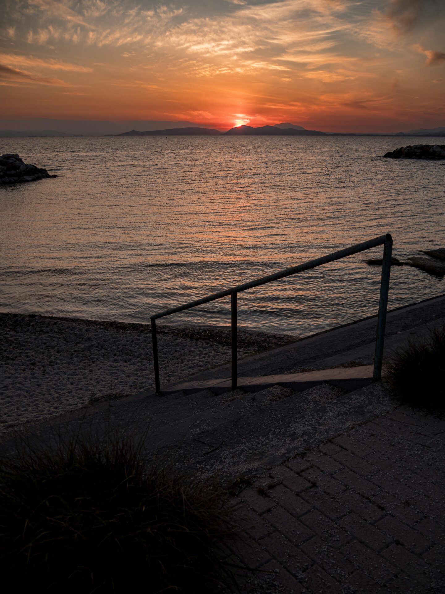 Sunset view of the beach shoreline