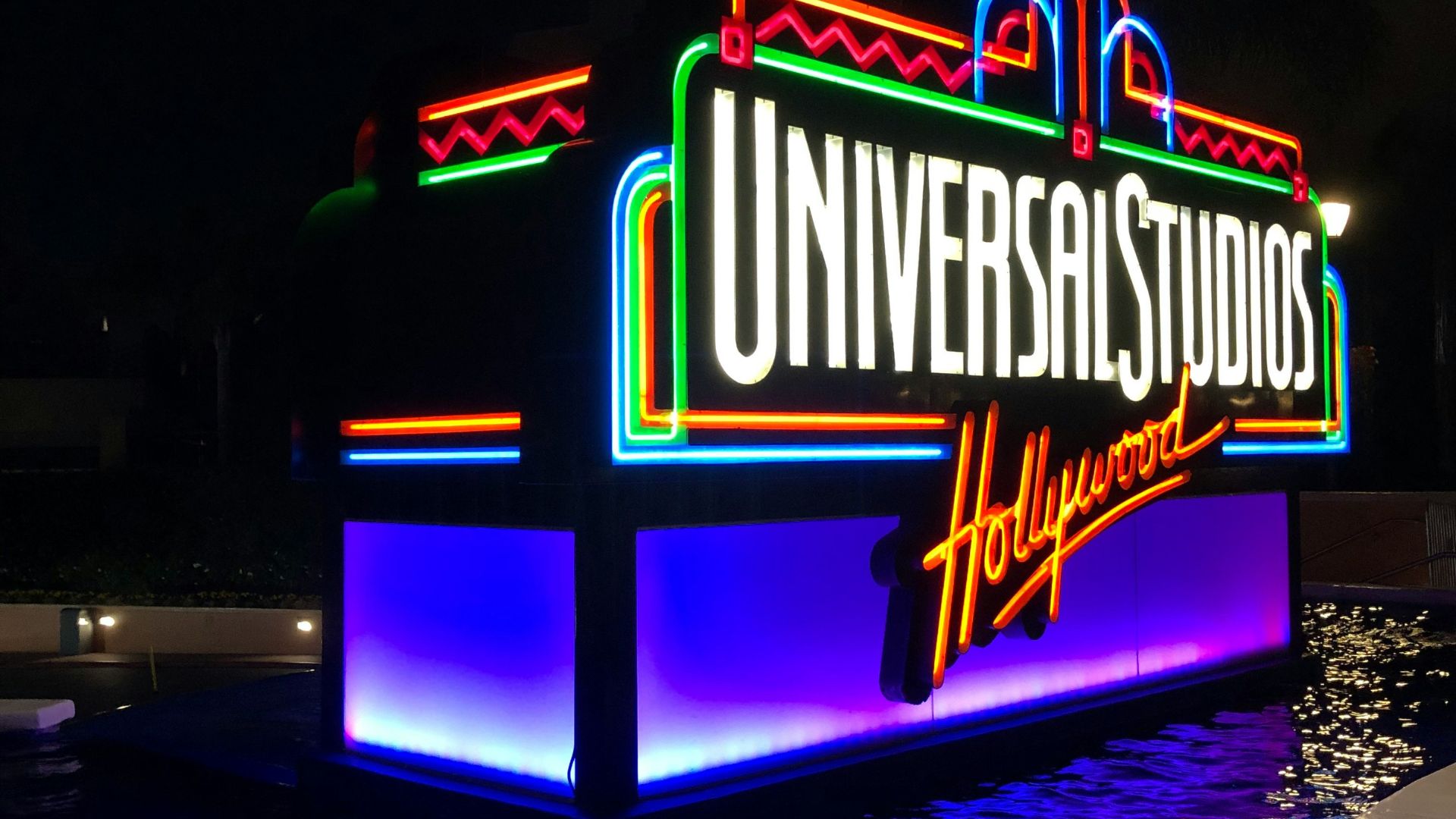 Neon light signage of Universal Studios Hollywood in Los Angeles, California