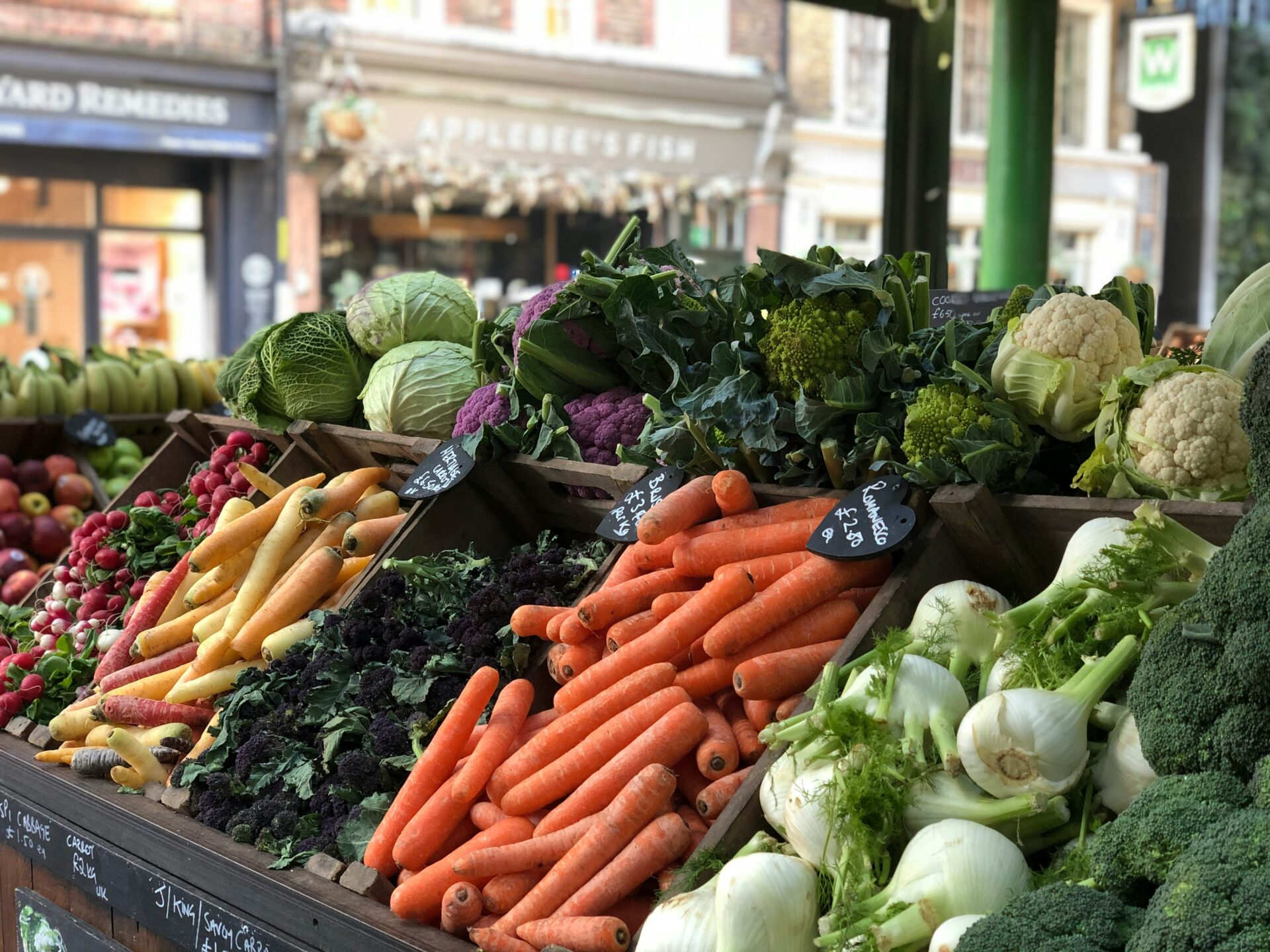 Vegetables on sale at Borough Market