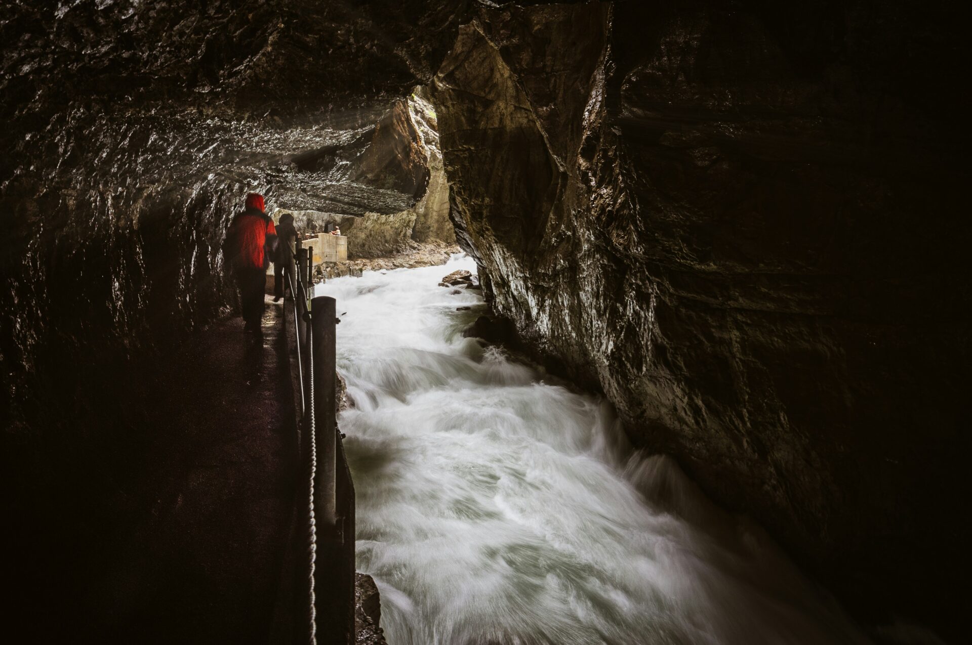 View inside a cave at Partnachklamm,
