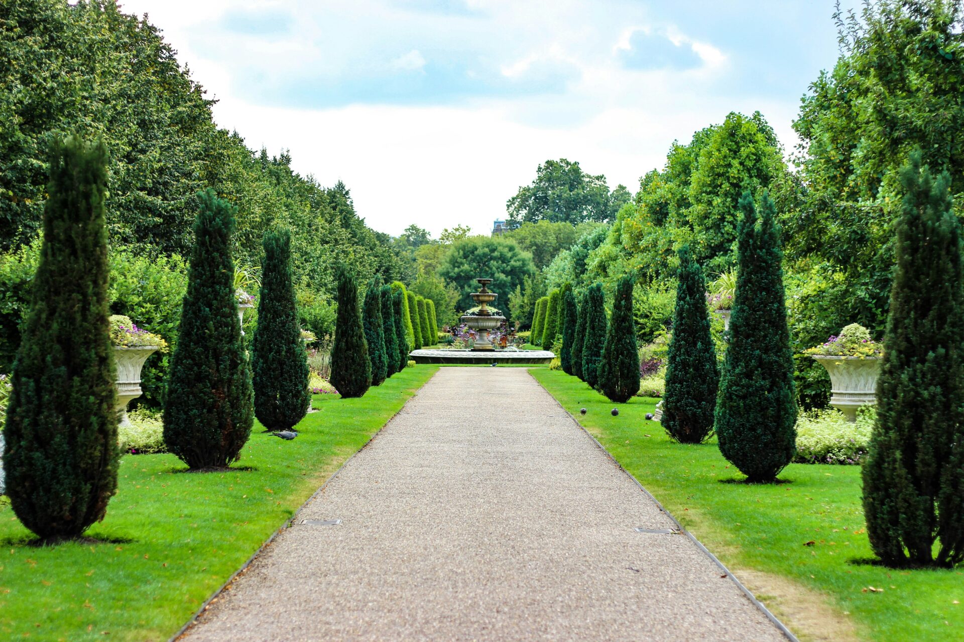 View of a classic stone fountain in Regent’s Park