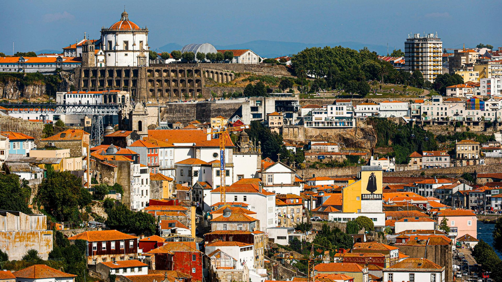 Aerial view of buildings in Vila Nova de Gaia, Northern Portugal