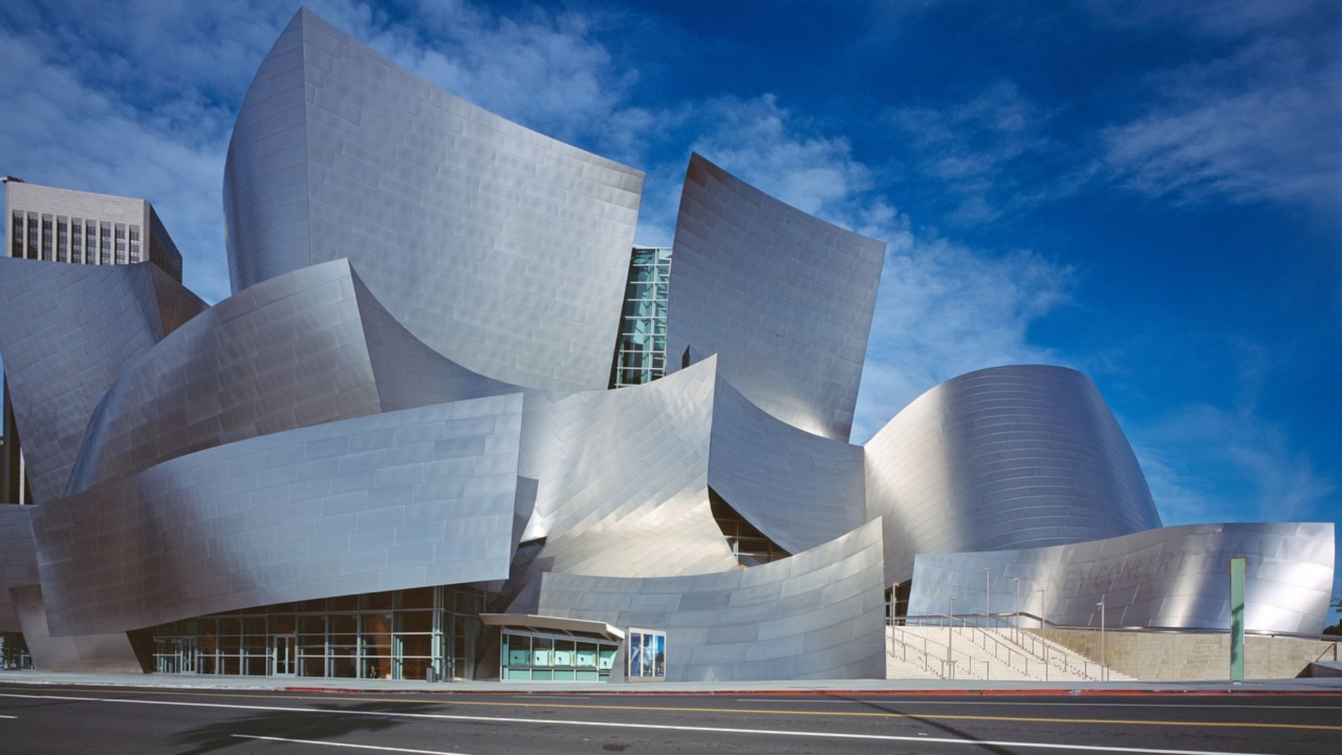Walt Disney Concert Hall Los Angeles Frank Gehry architecture stainless steel facade iconic landmark