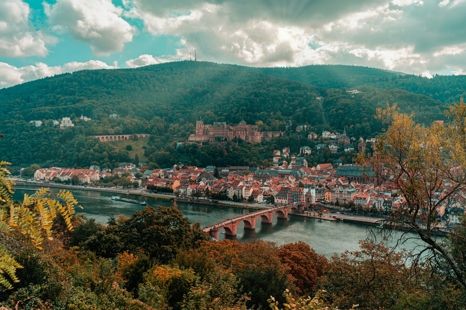 Wide panoramic landscape of Heidelberg