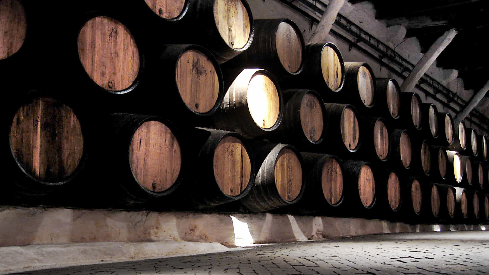Wine cellar in Vila Nova de Gaia, Portugal, specifically the Sandeman Port cellars