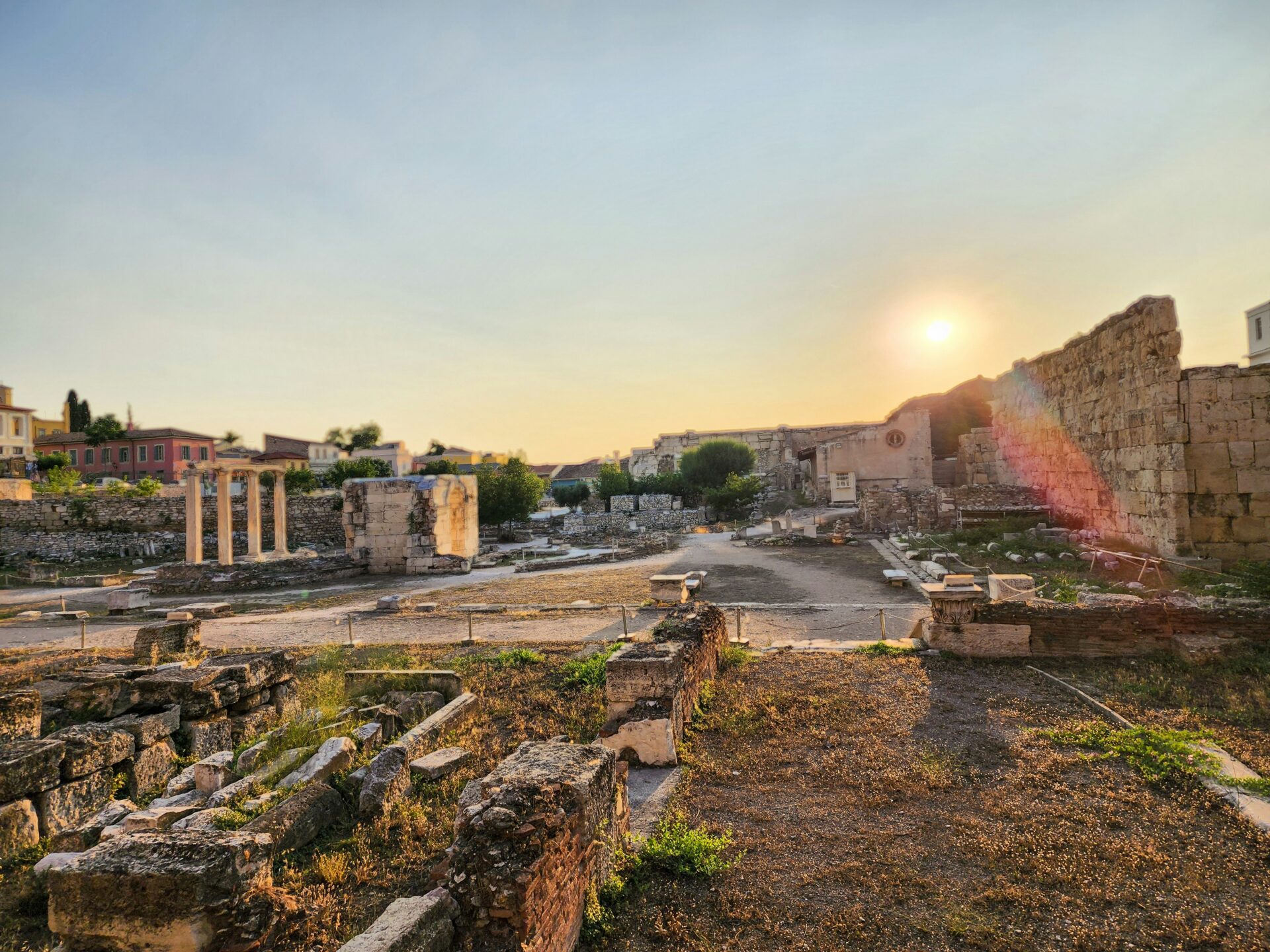 Scattered ancient Greek ruins in Athens