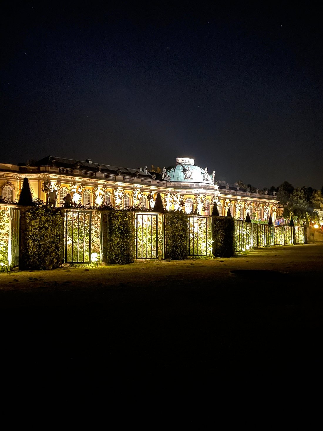 Sanssouci Palace illuminated at night