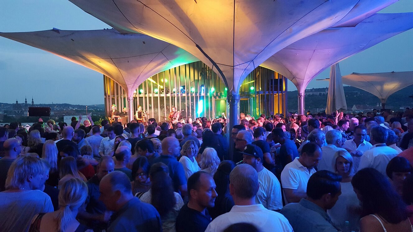 Nighttime wine festival at Weingut am Stein in Würzburg