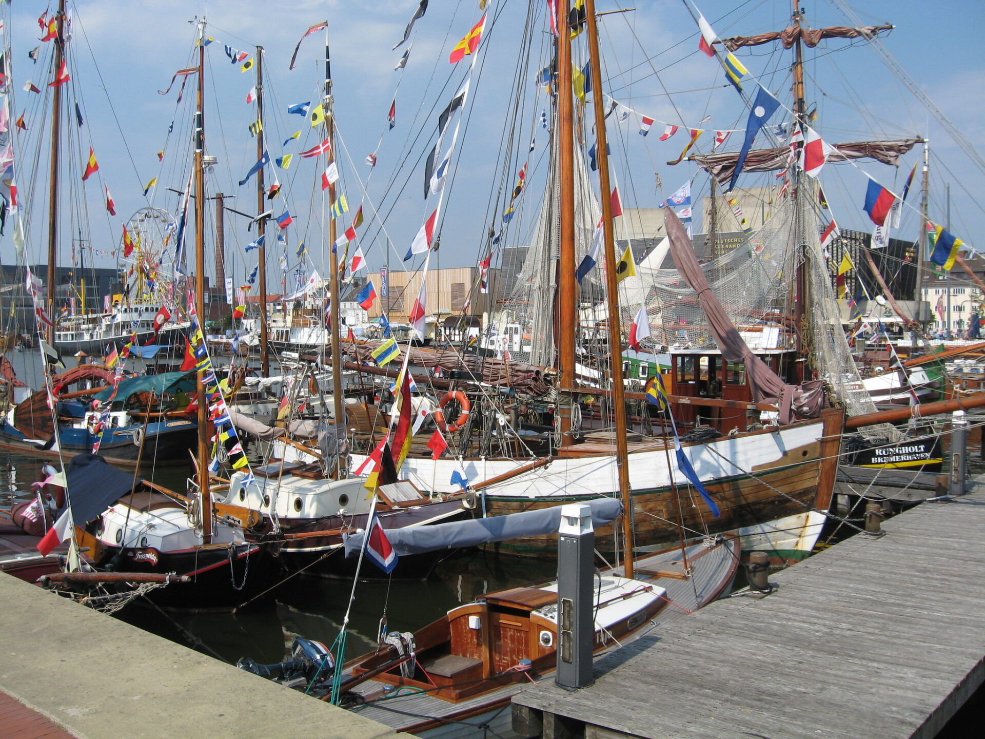 A panoramic view of the Bremerhaven Sail Festival
