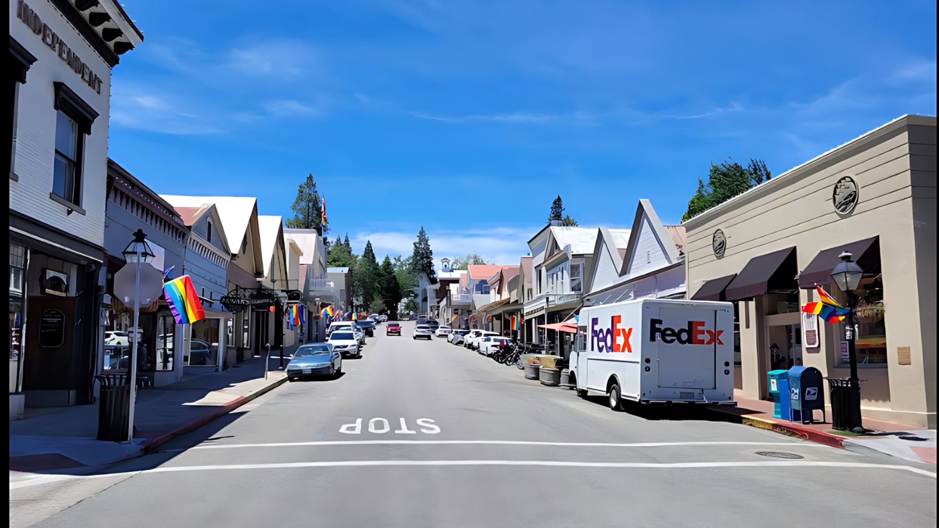 Broad Street in historic downtown Nevada City, California