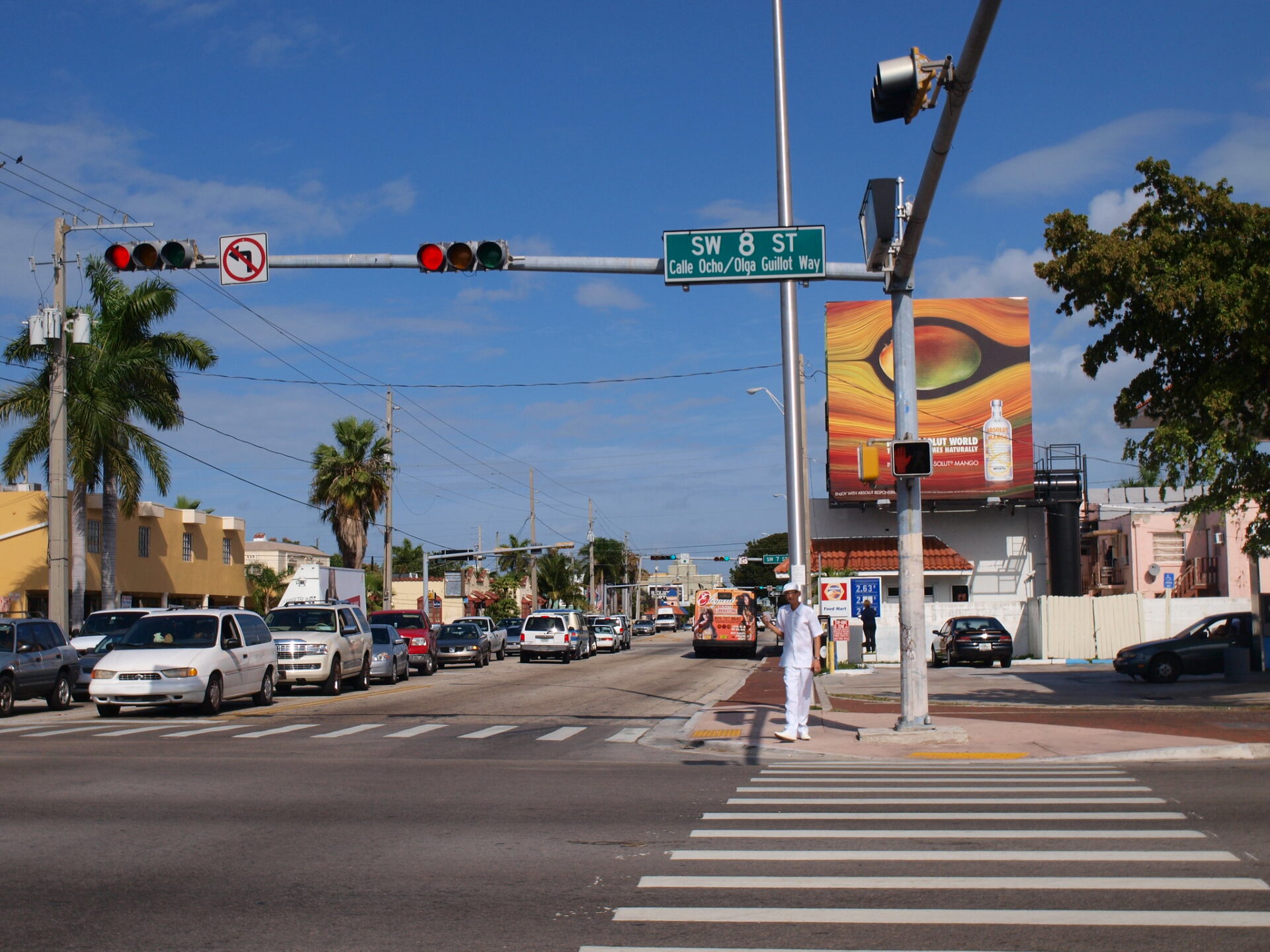 Lively view of Calle Ocho in Little Havana, Miami