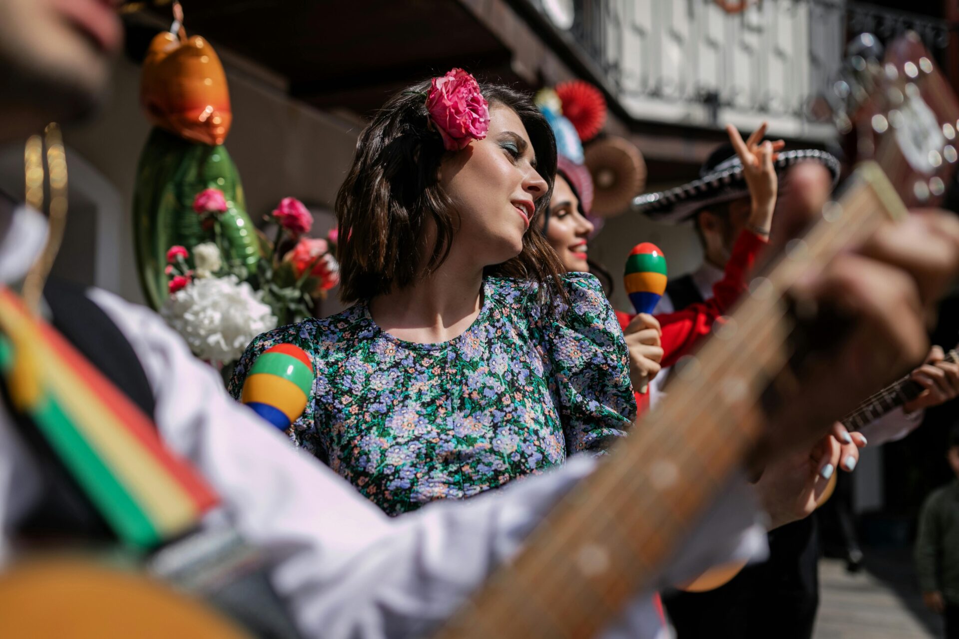 Latin singer performing to rhythmic music.