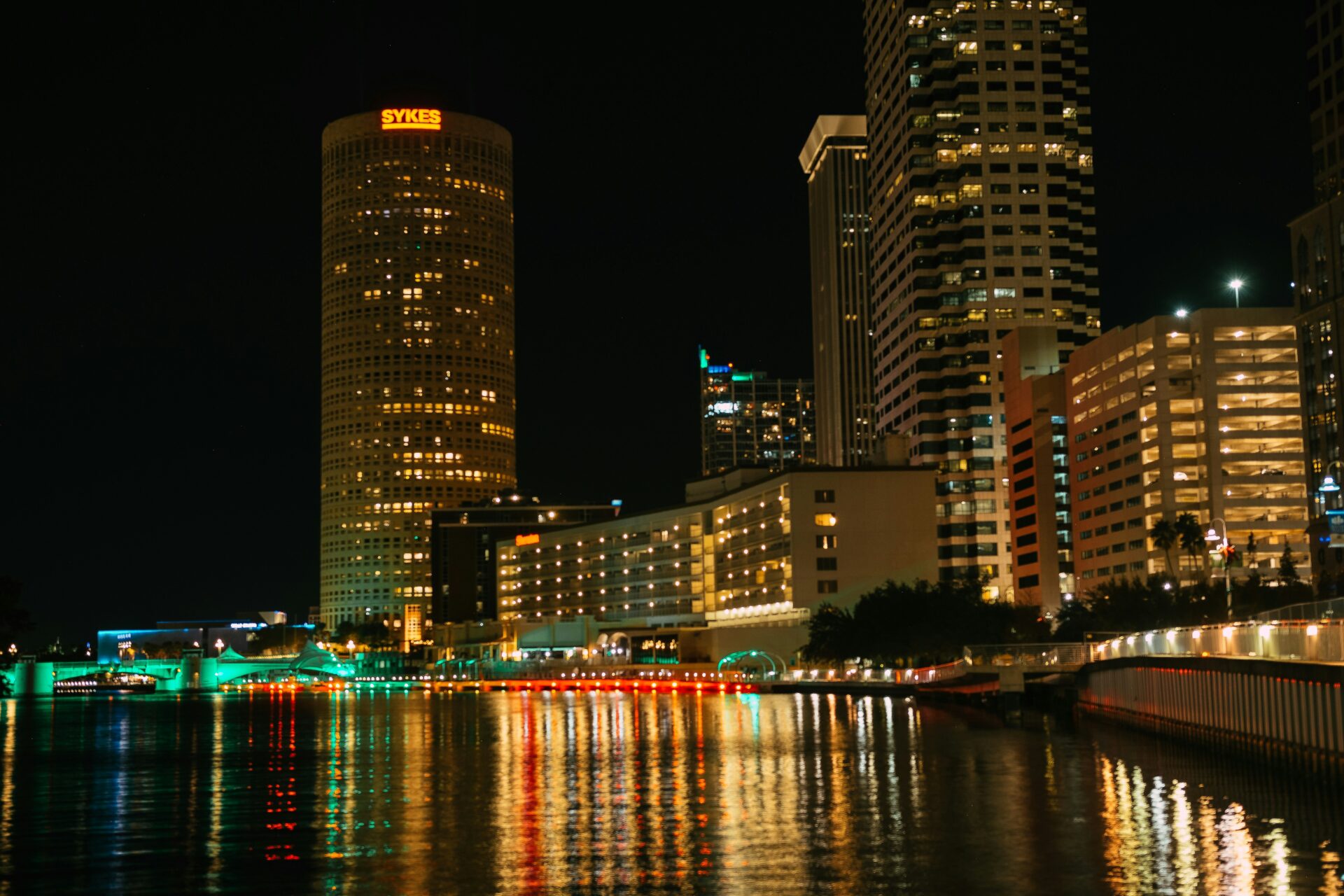 Downtown Tampa Illuminated in December Night