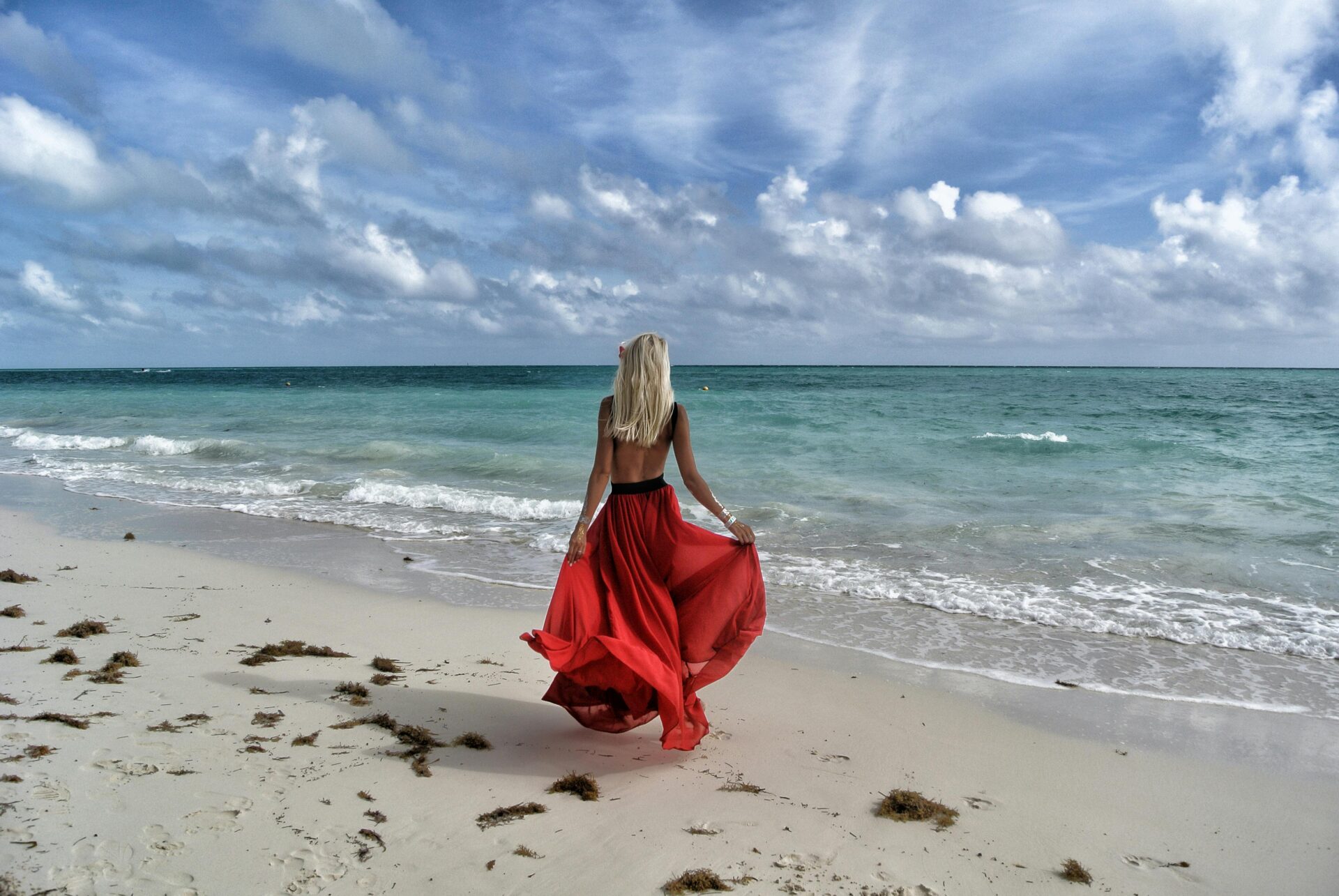 Woman wearing a sundress on Miami Beach.