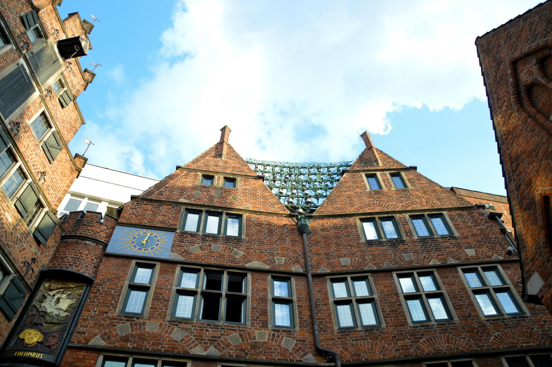 Glockenspiel House on Böttcherstraße with its distinct brick façade and tower