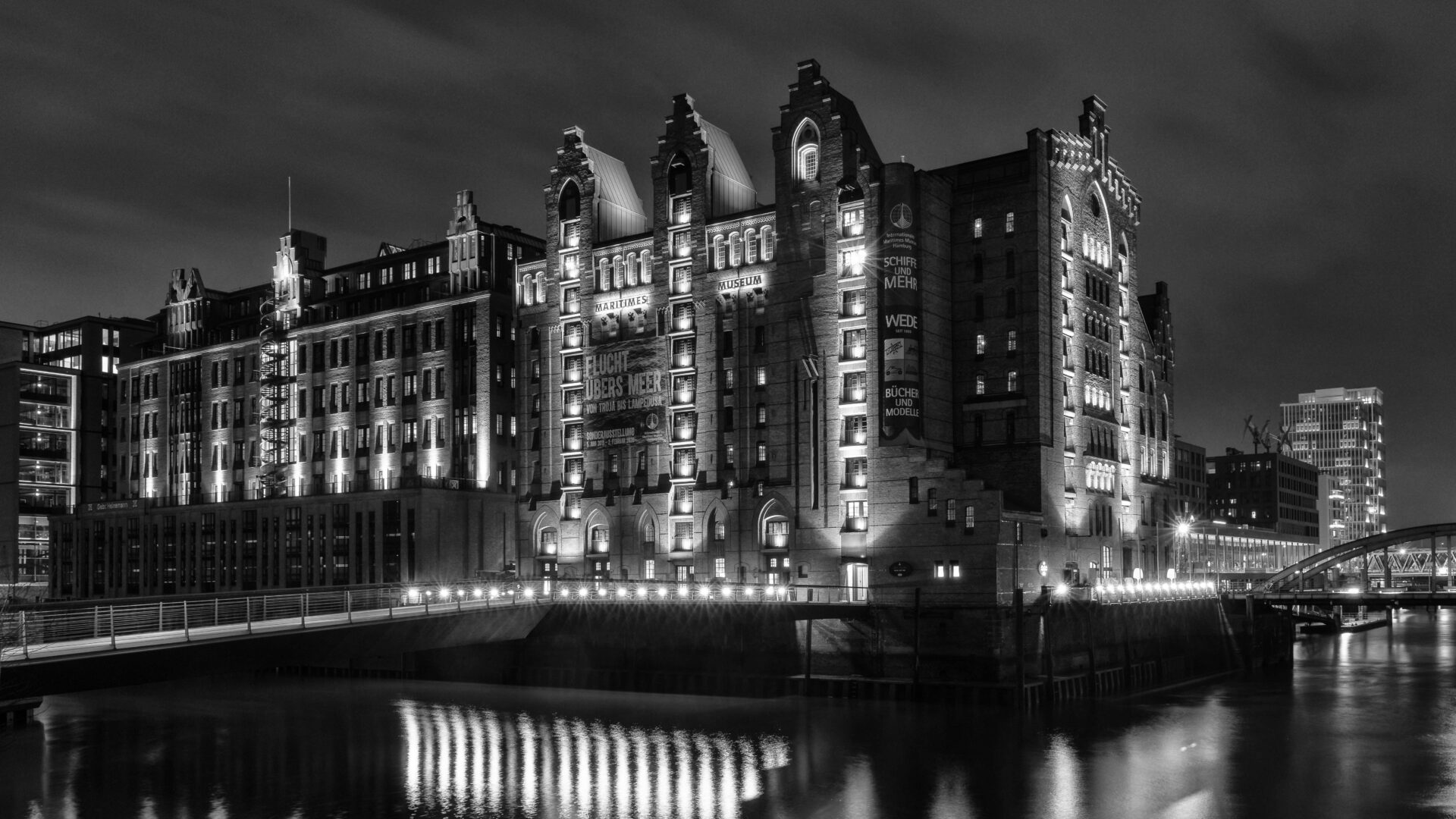 A historic Speicherstadt-style warehouse houses the International Maritime Museum Hamburg