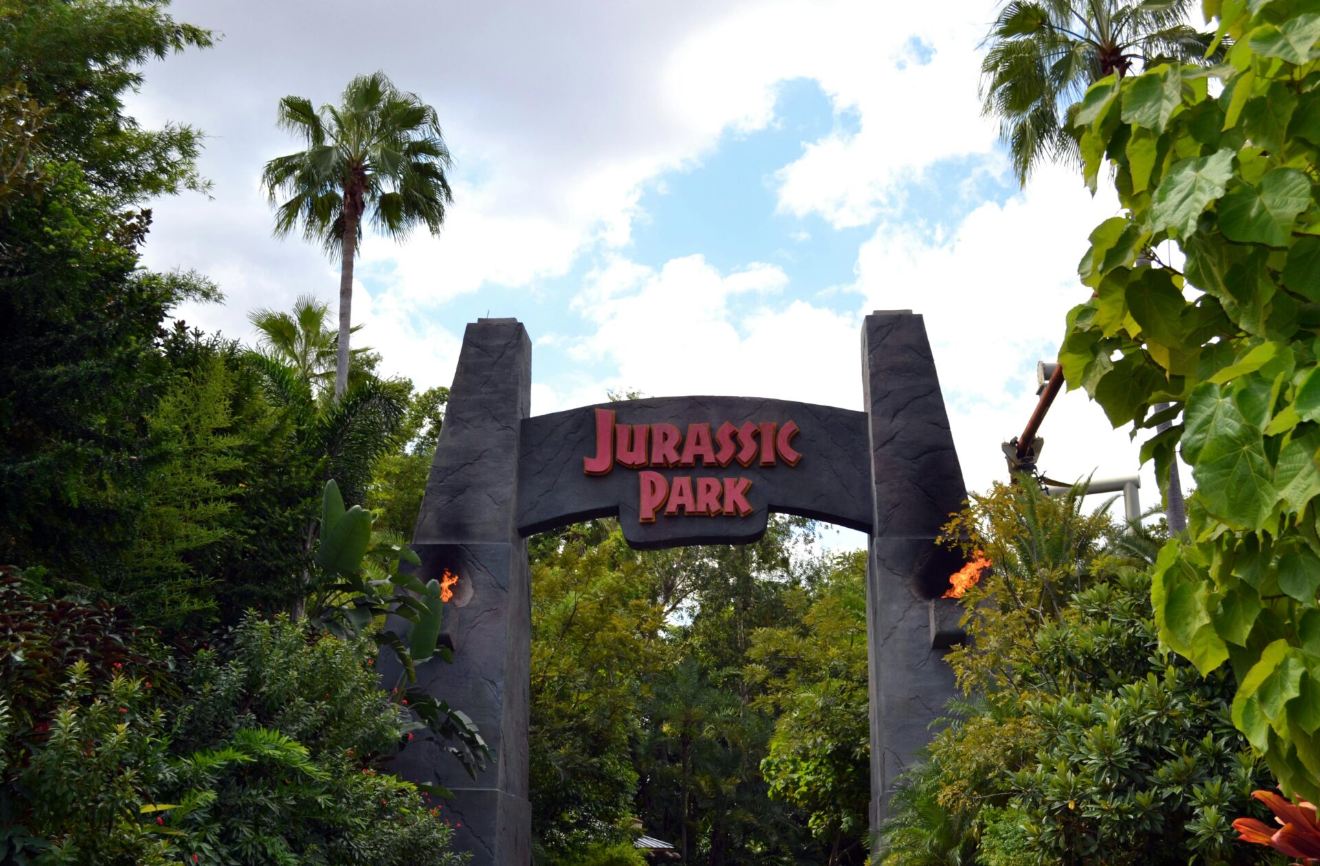 Jurassic Park's striking sign at Universal Studios Orlando