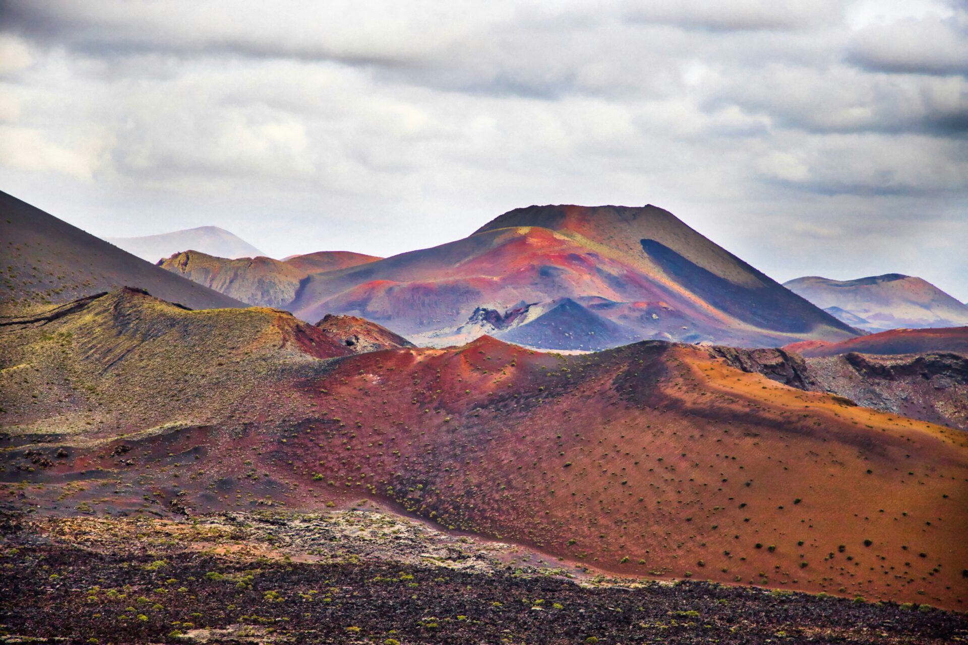 A dramatic view of a Lanzarote volcano