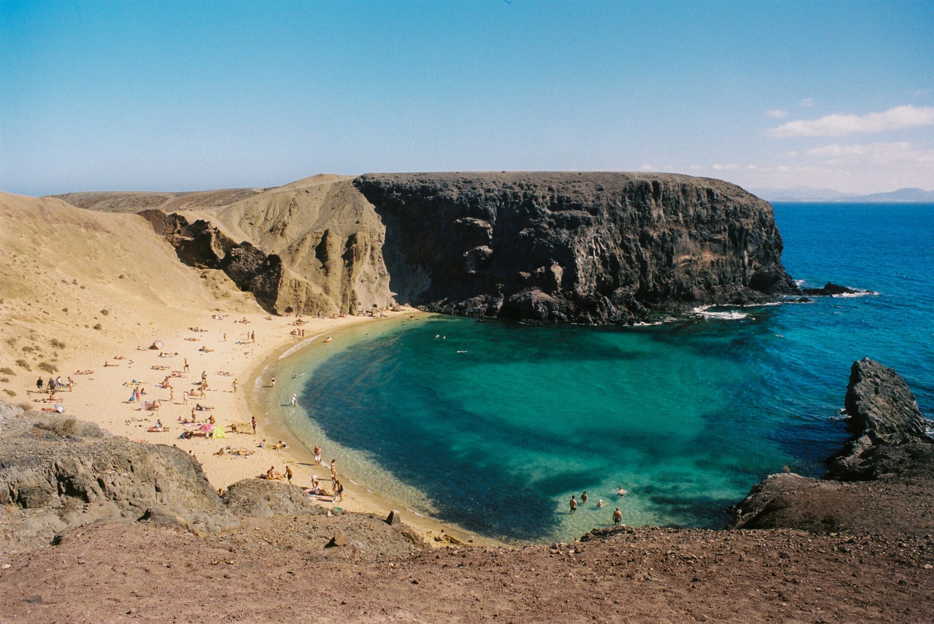 The craggy, volcanic landscape of Lanzarote