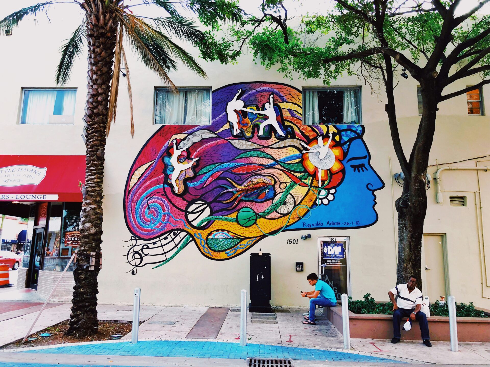 Colorful street art mural in Little Havana