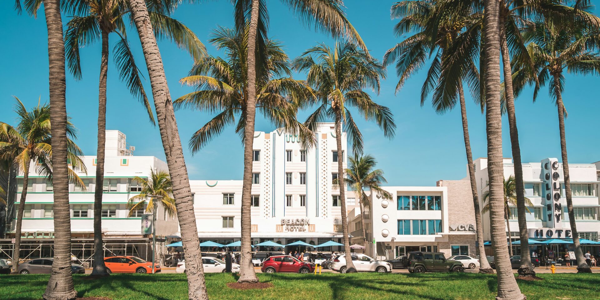 Palm-lined walkway along South Beach Promenade