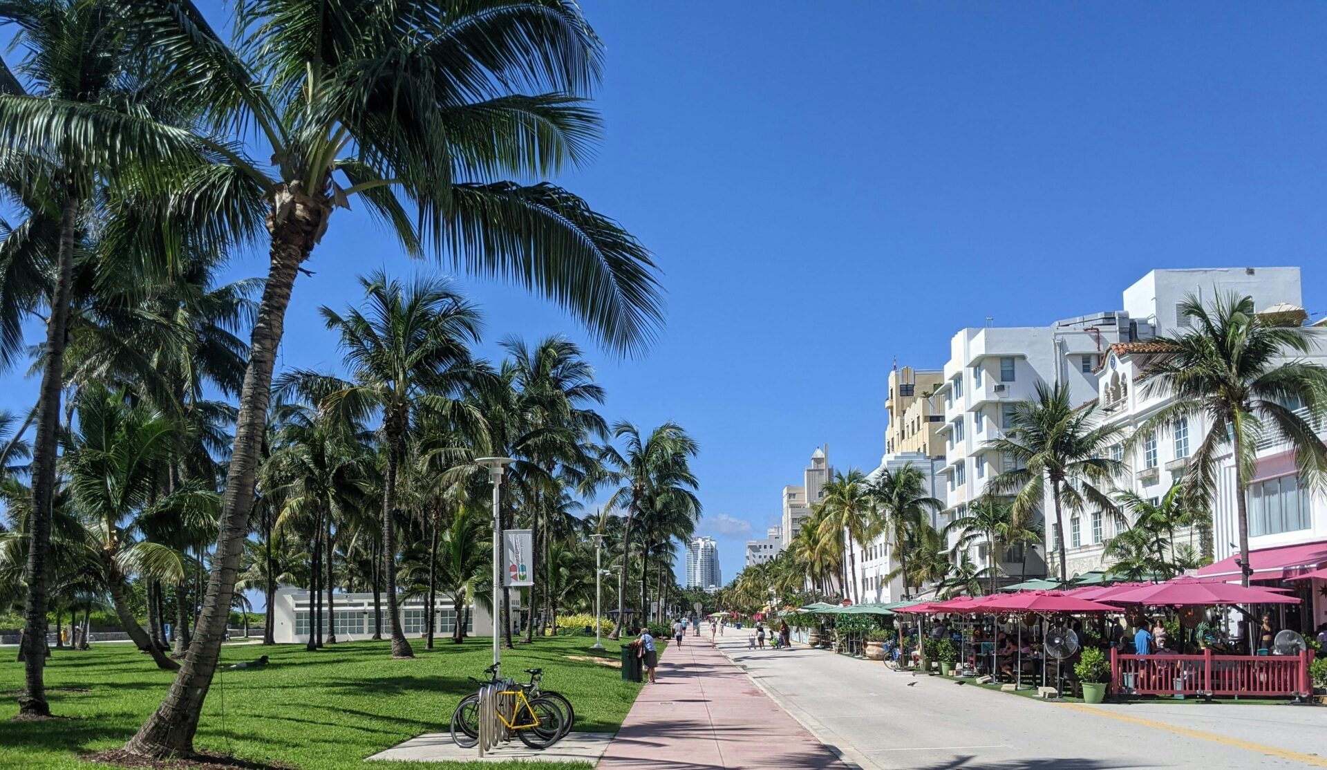 The vibrant Miami promenade during the summer