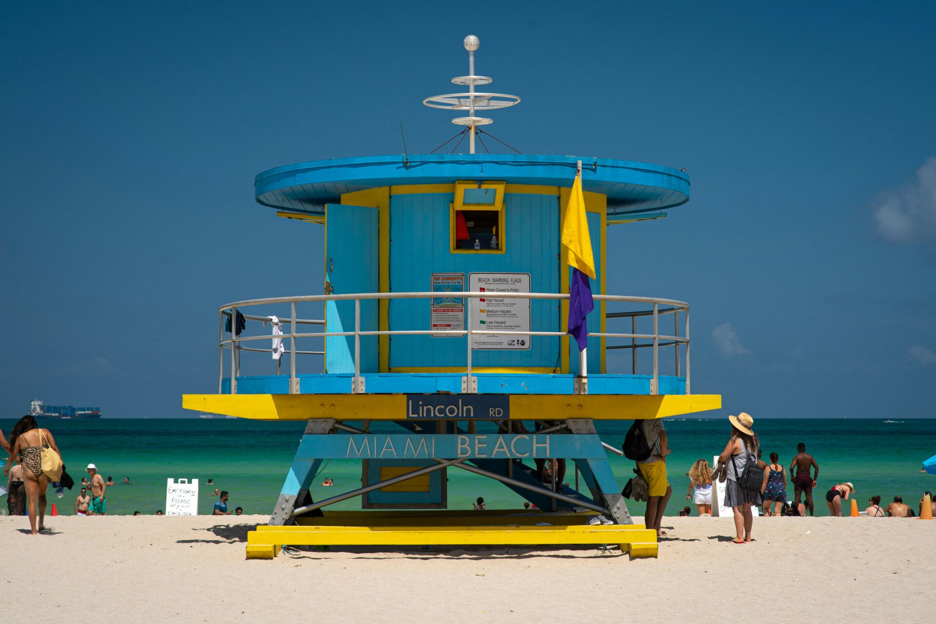 Colorful lifeguard tower on Miami Beach