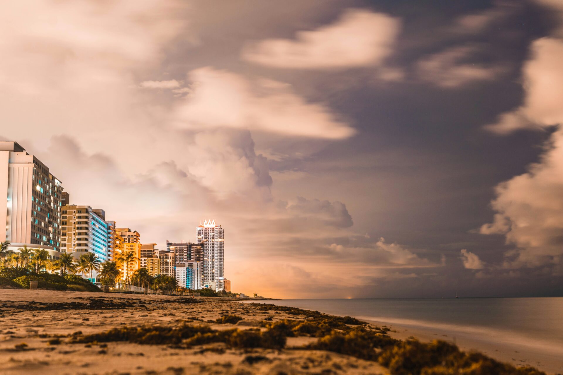 Stormy sky over Miami skyline