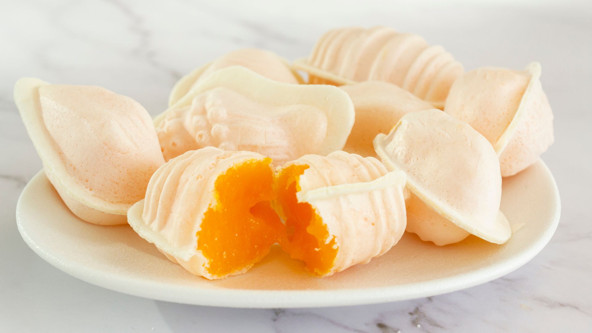 Sweet egg yolk treats wrapped in rice paper