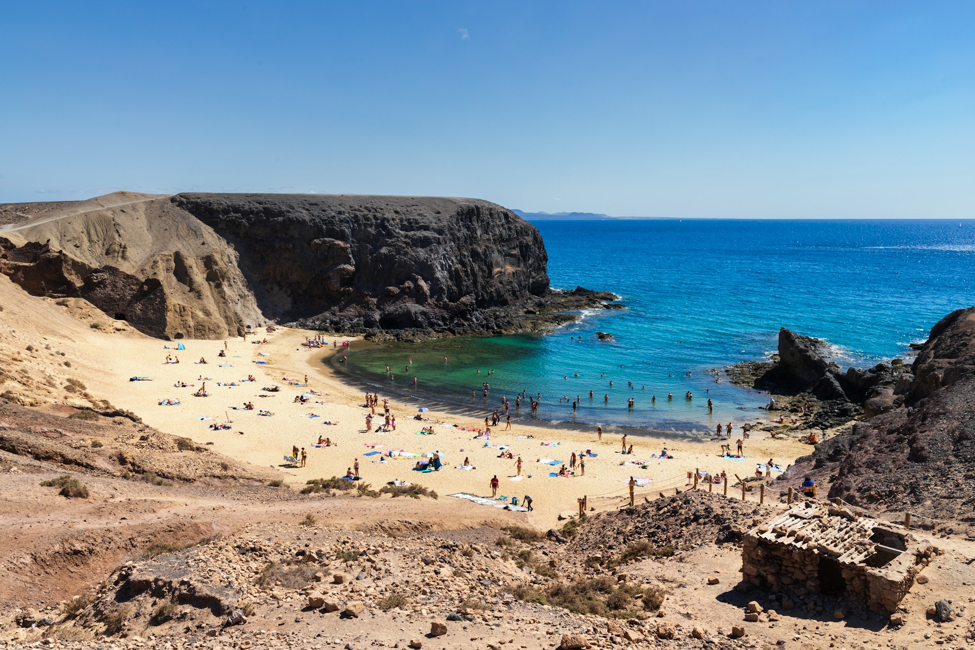 Panoramic view of Papagayo Beach in Lanzarote