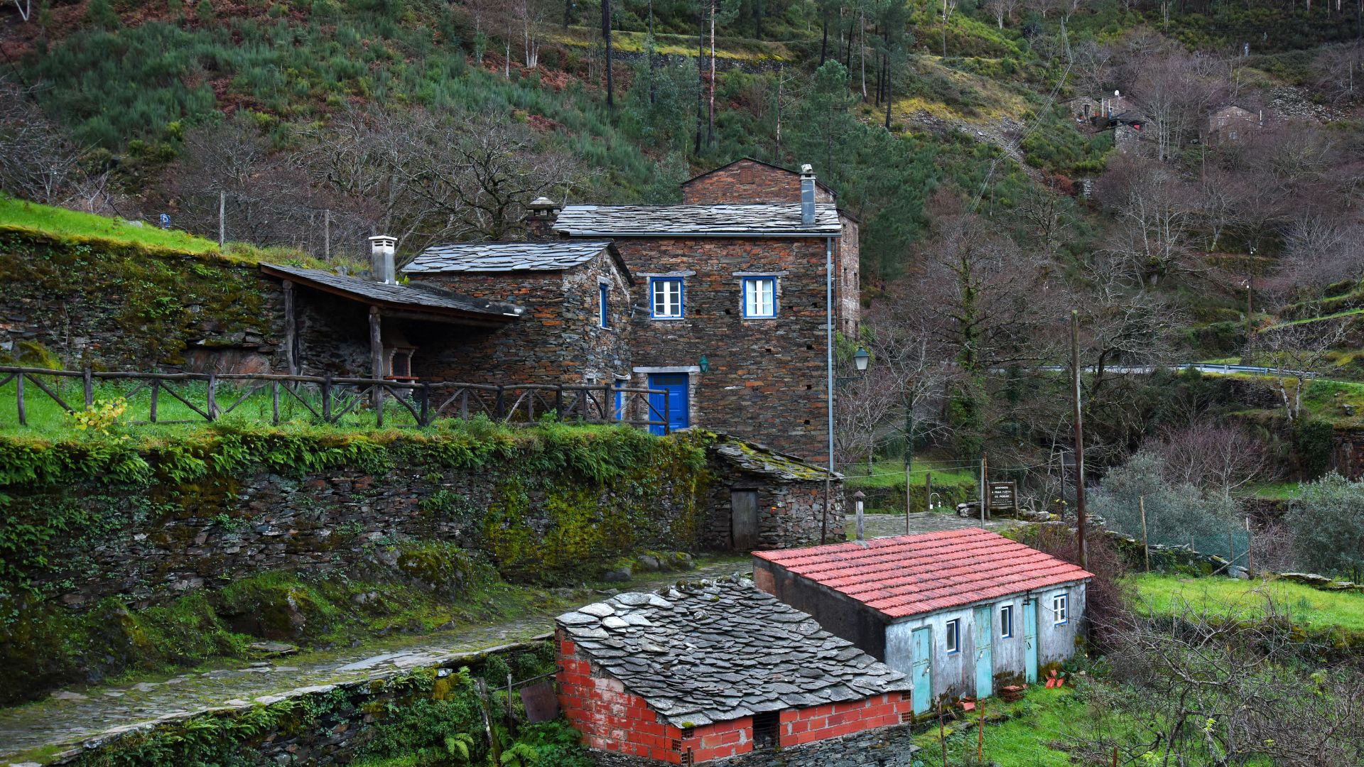 A house with a blue door at Piódão, Central Portugal.