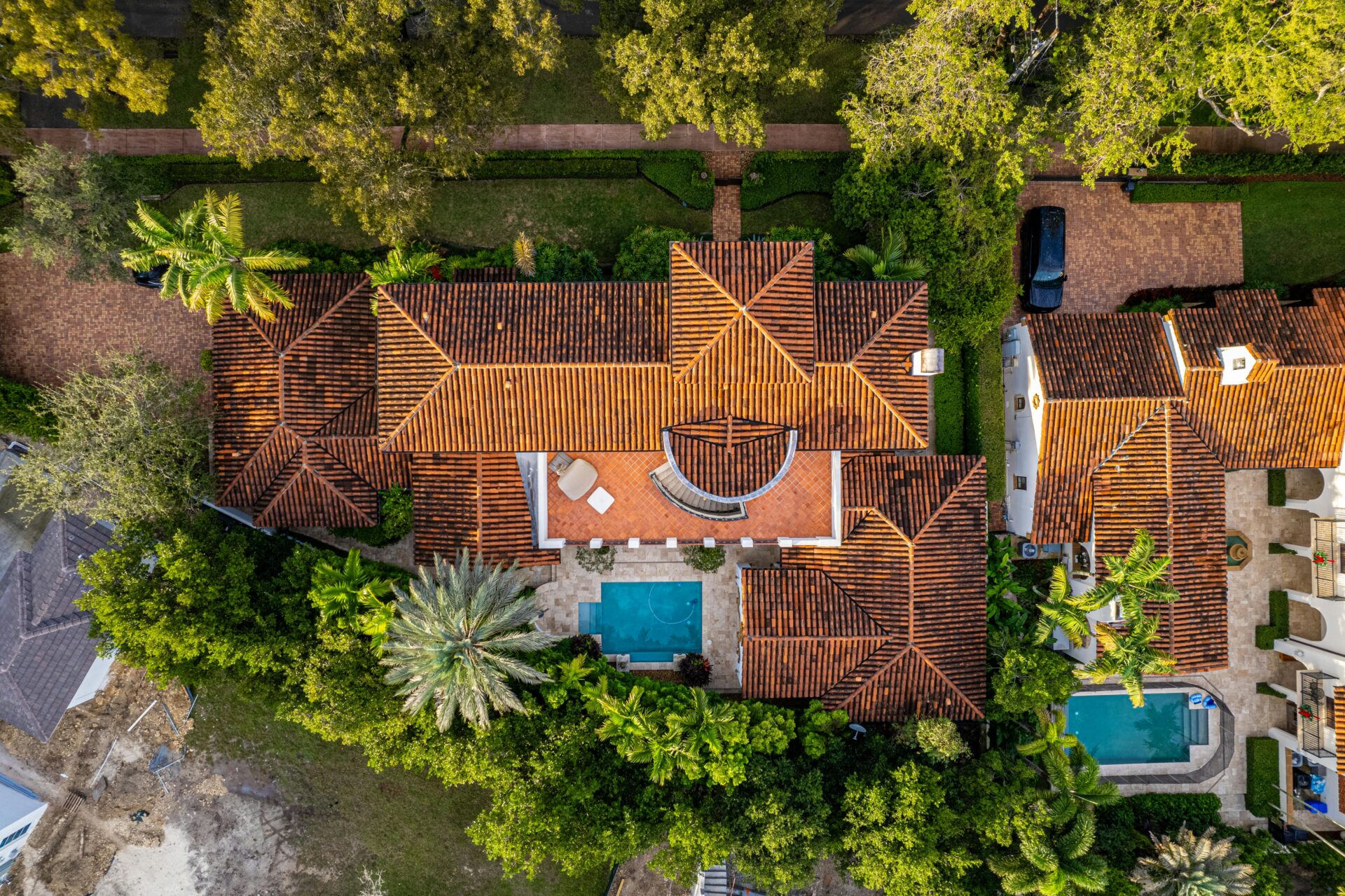 Roofs of Houses with Pools in Miami