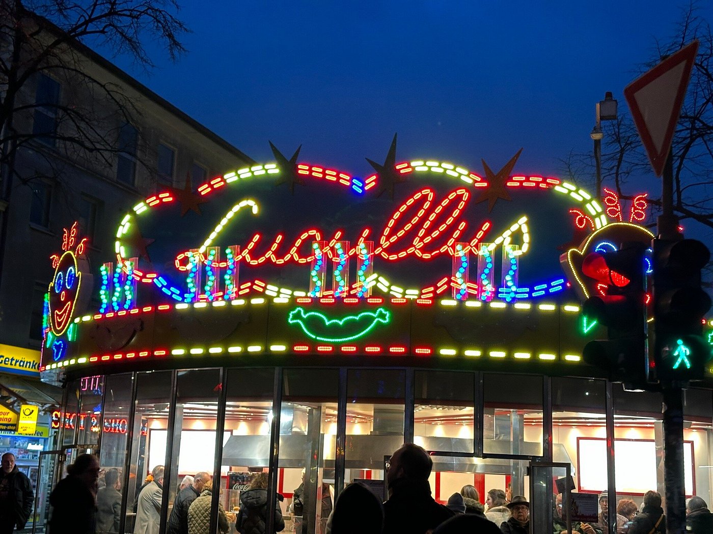Crowd gathered at Santa Pauli Christmas market in Hamburg