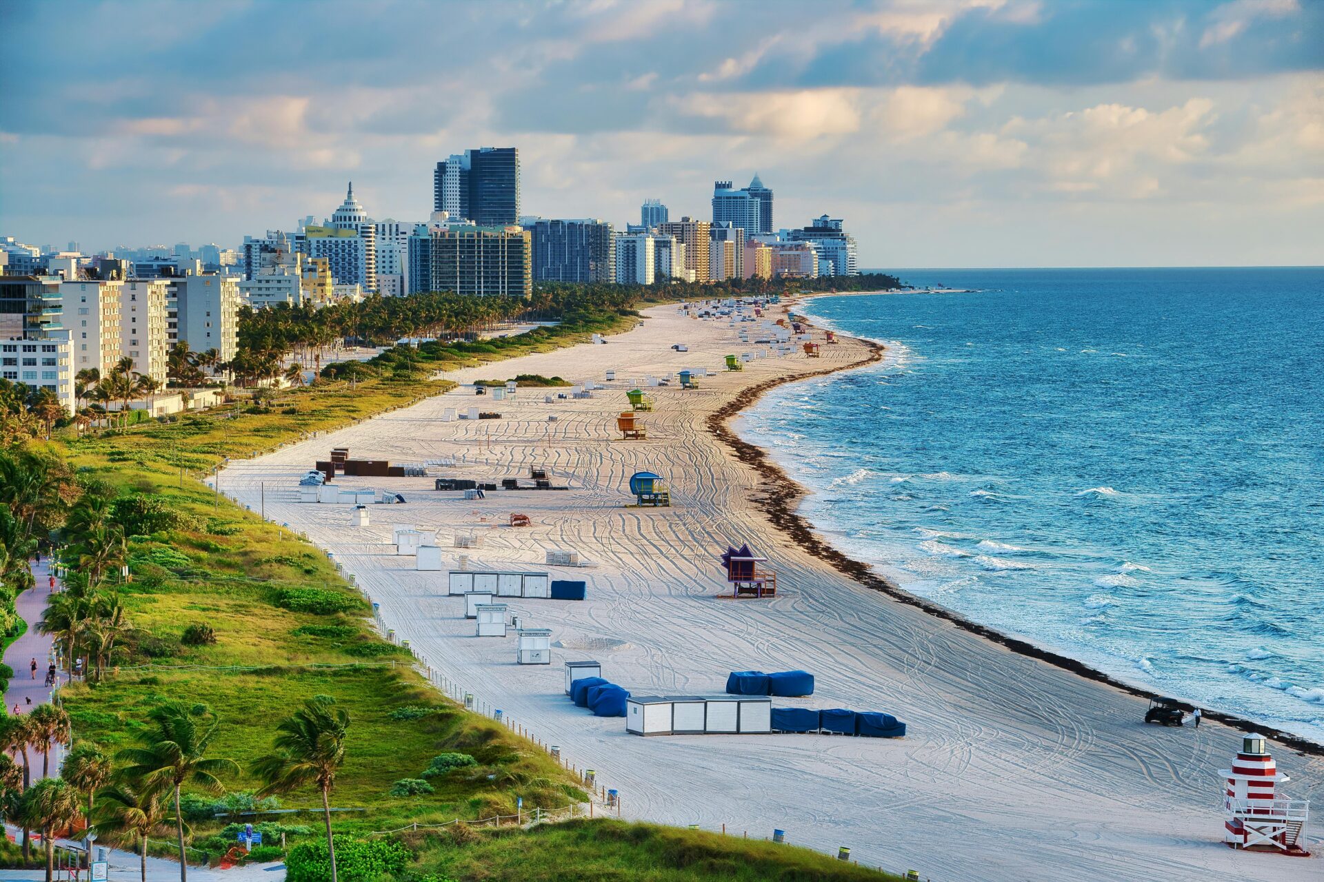 Vibrant scene at South Beach with turquoise ocean waves