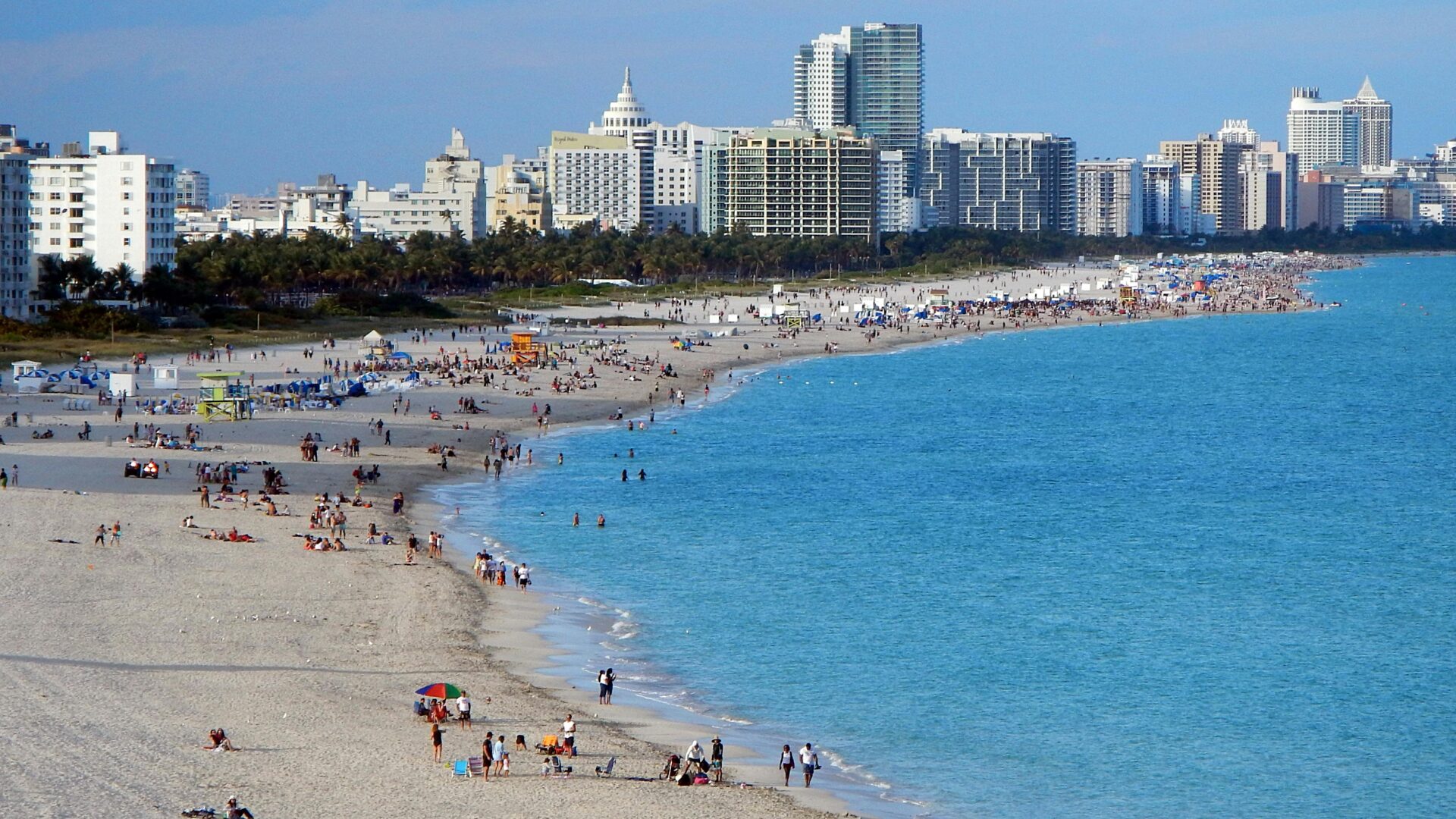 A busy day at South Beach, Miami