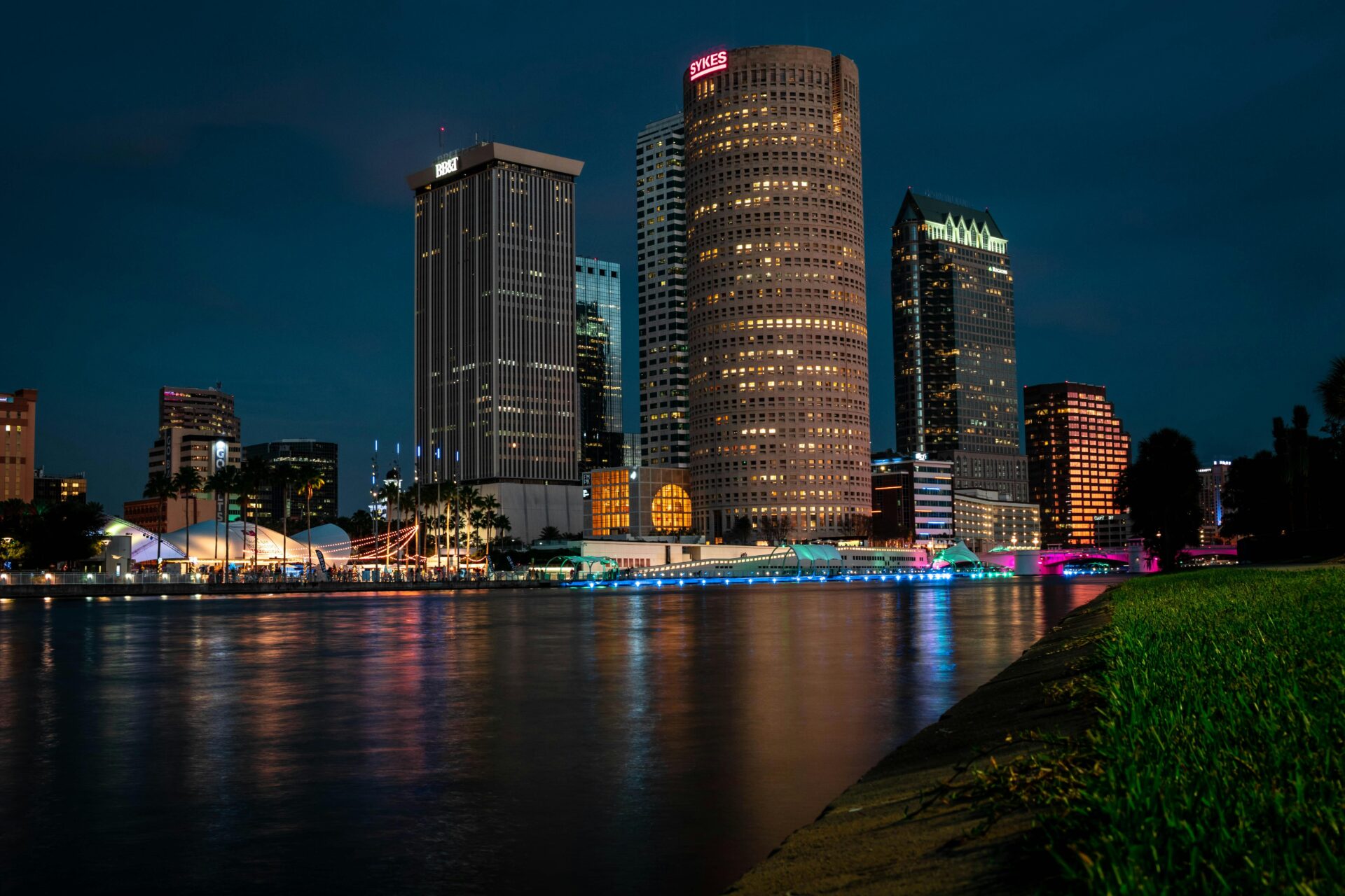 The Tampa Bay skyline at night