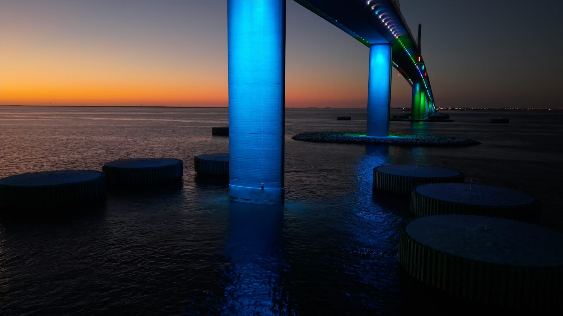 Tampa Bay Bridge at dusk