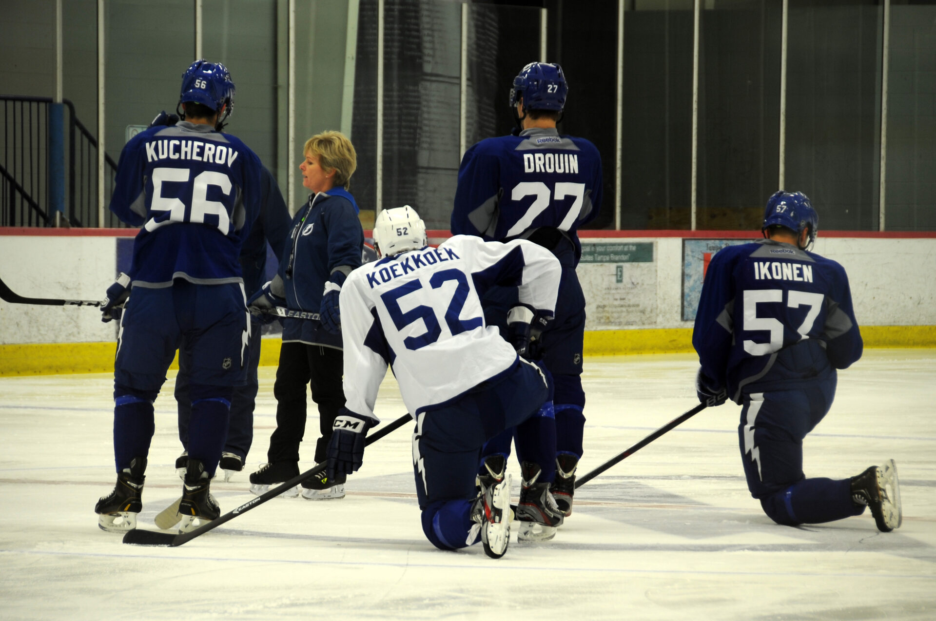 Intense action at a Tampa Bay Lightning hockey game