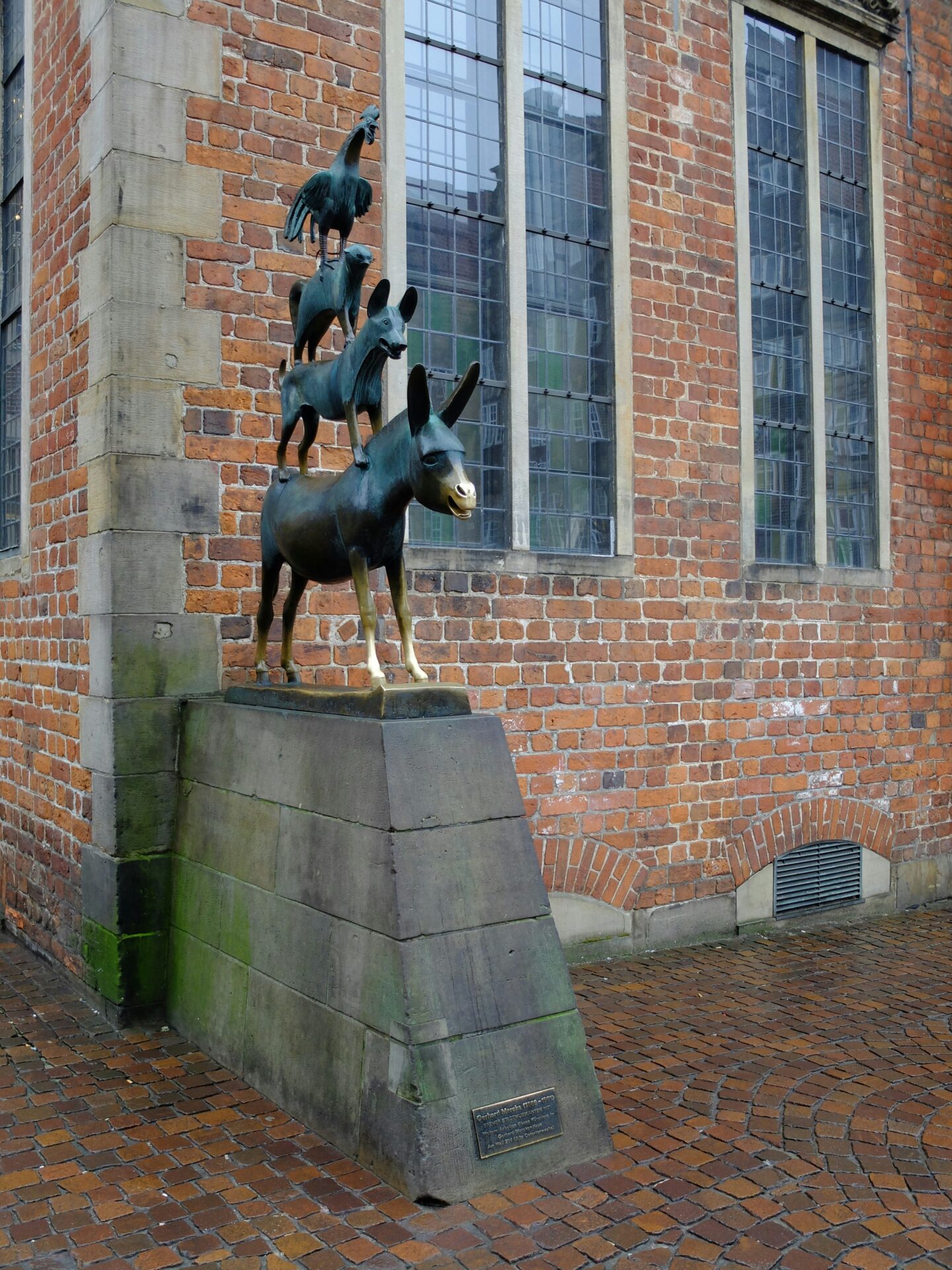 The Bremen Town Musicians statue in daylight