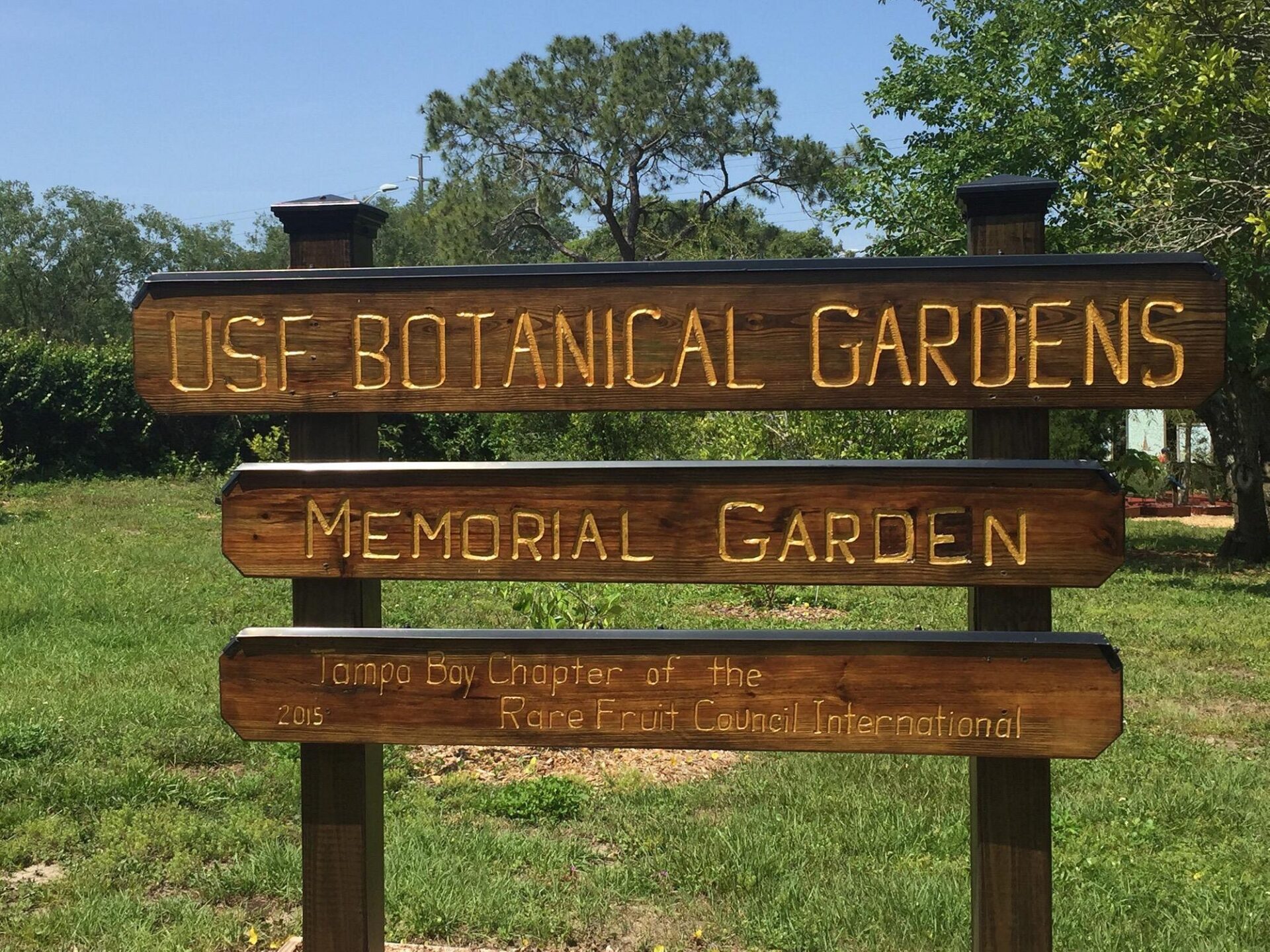 Signage at the entrance of the USF Botanical Gardens