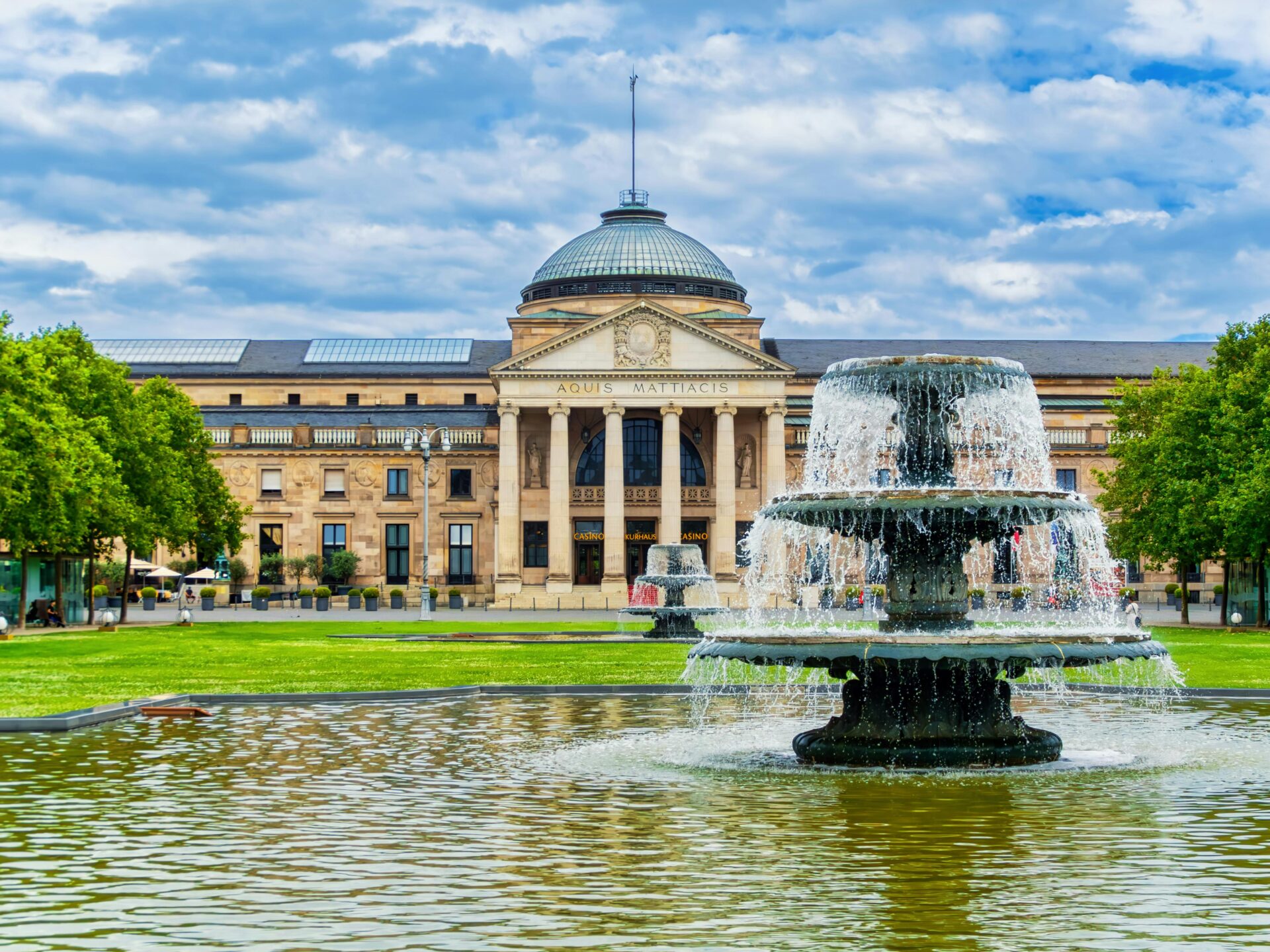 Close-up view of a decorative fountain in Wiesbaden