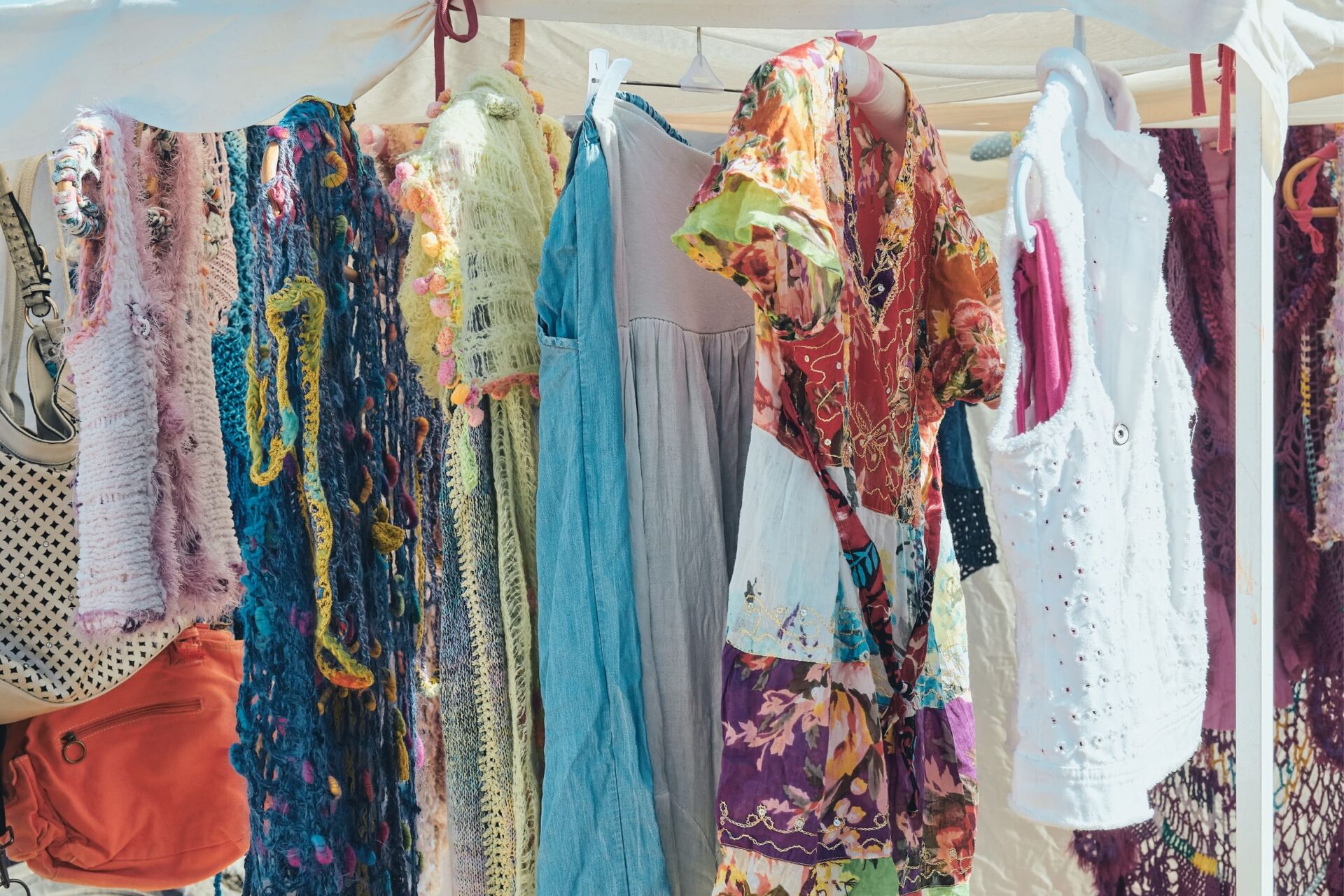Boho clothes at hippy market