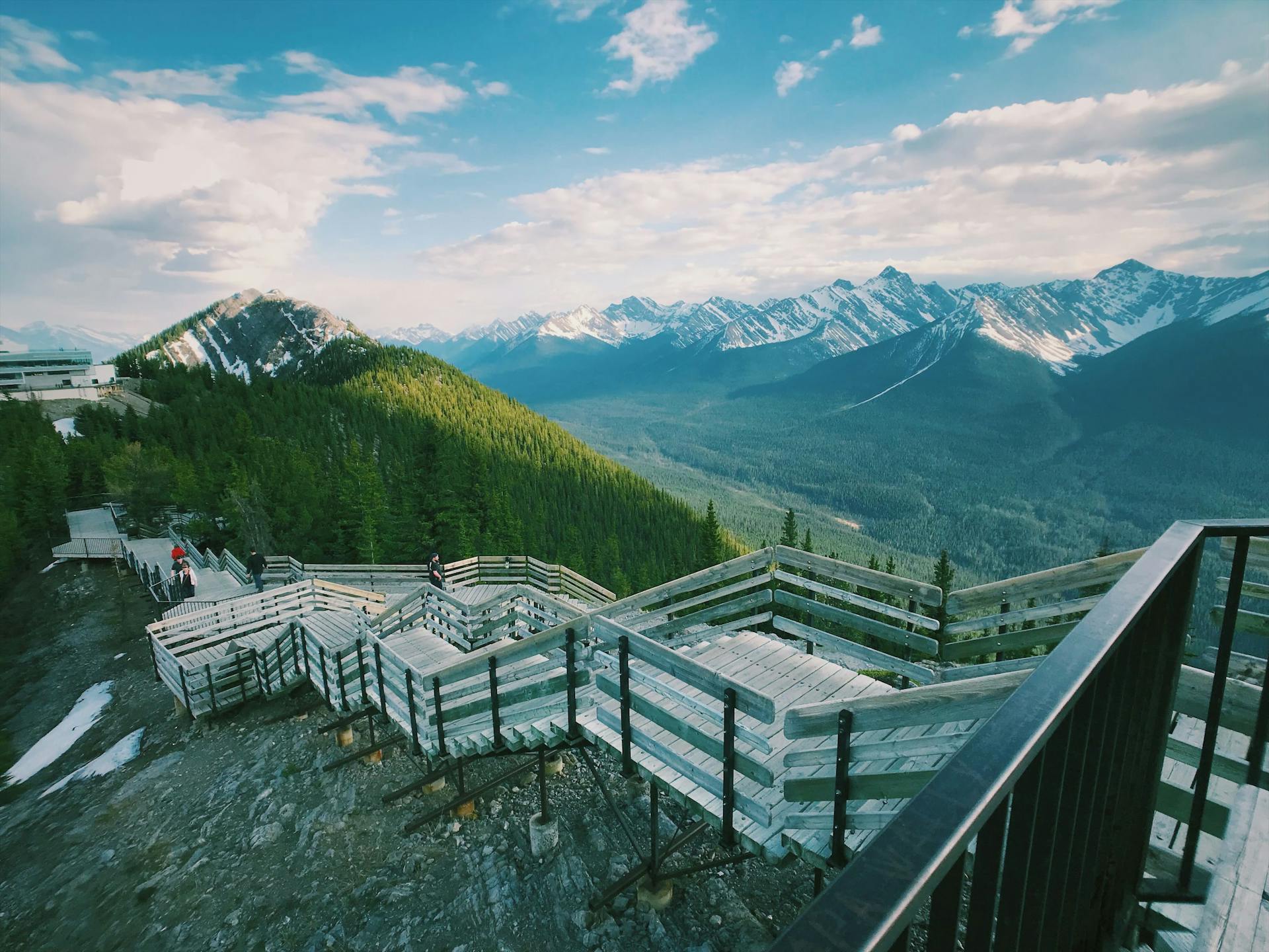Wooden steps in a natural setting in Banff.