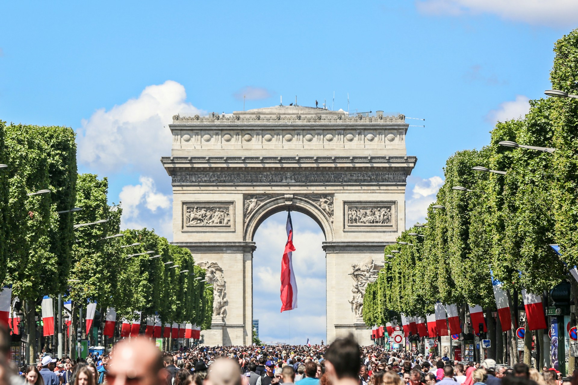 A lively Bastille Day parade on the Champs-Élysées