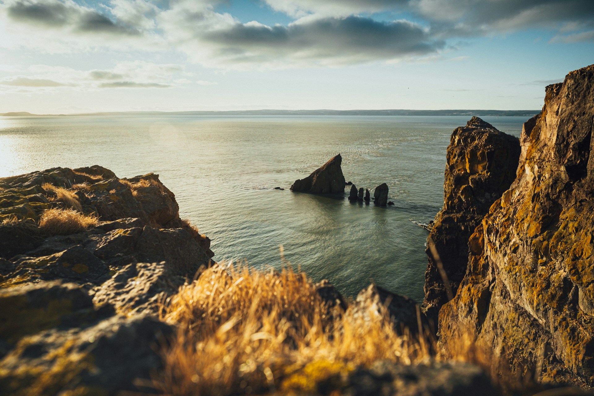 Wide-angle view of the Bay of Fundy at high tide